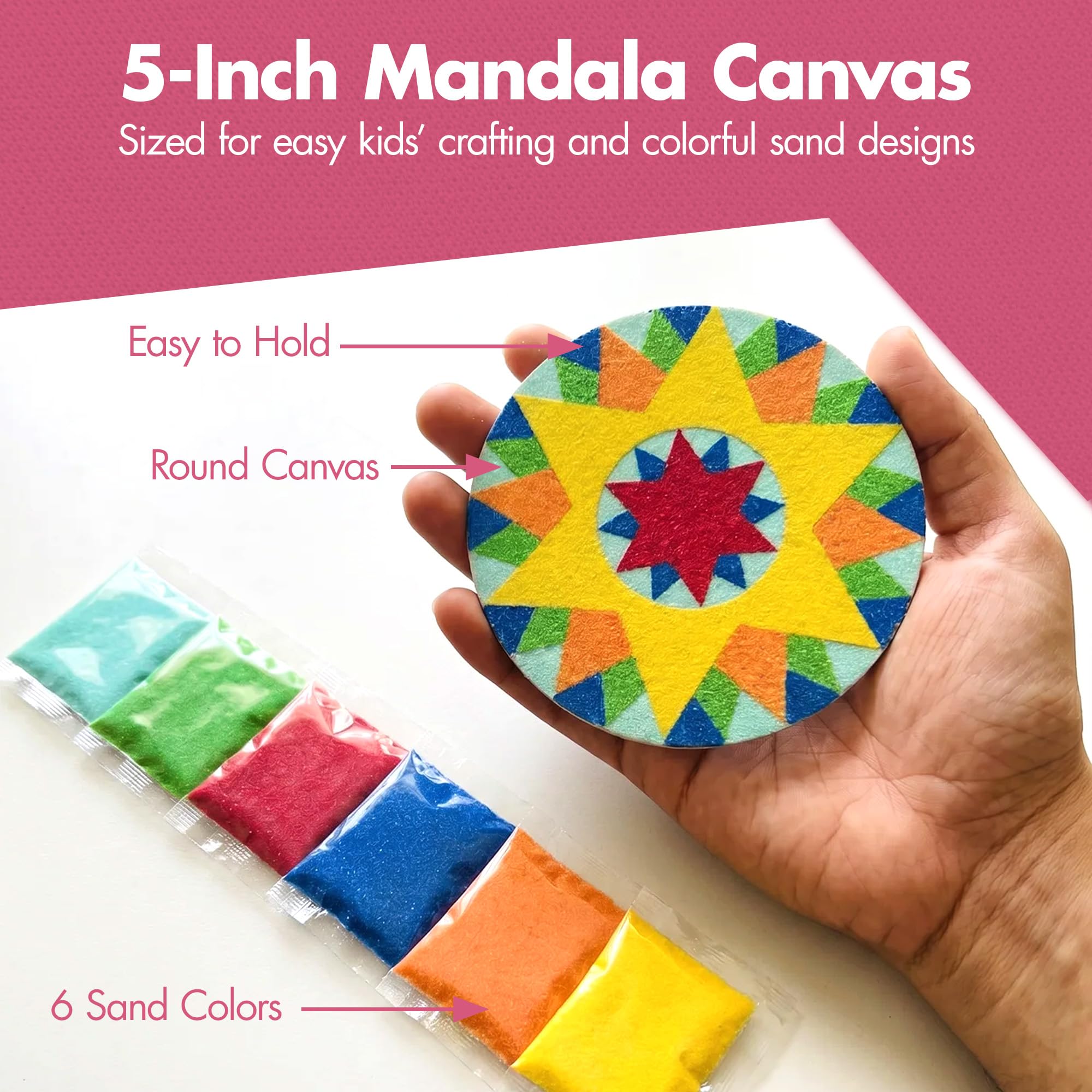 Pack Mandala 38x38cm Para Pintar Con Arenas De Colores – Manualidad Relajante Para Adultos Y Jóvenes, +9 Años