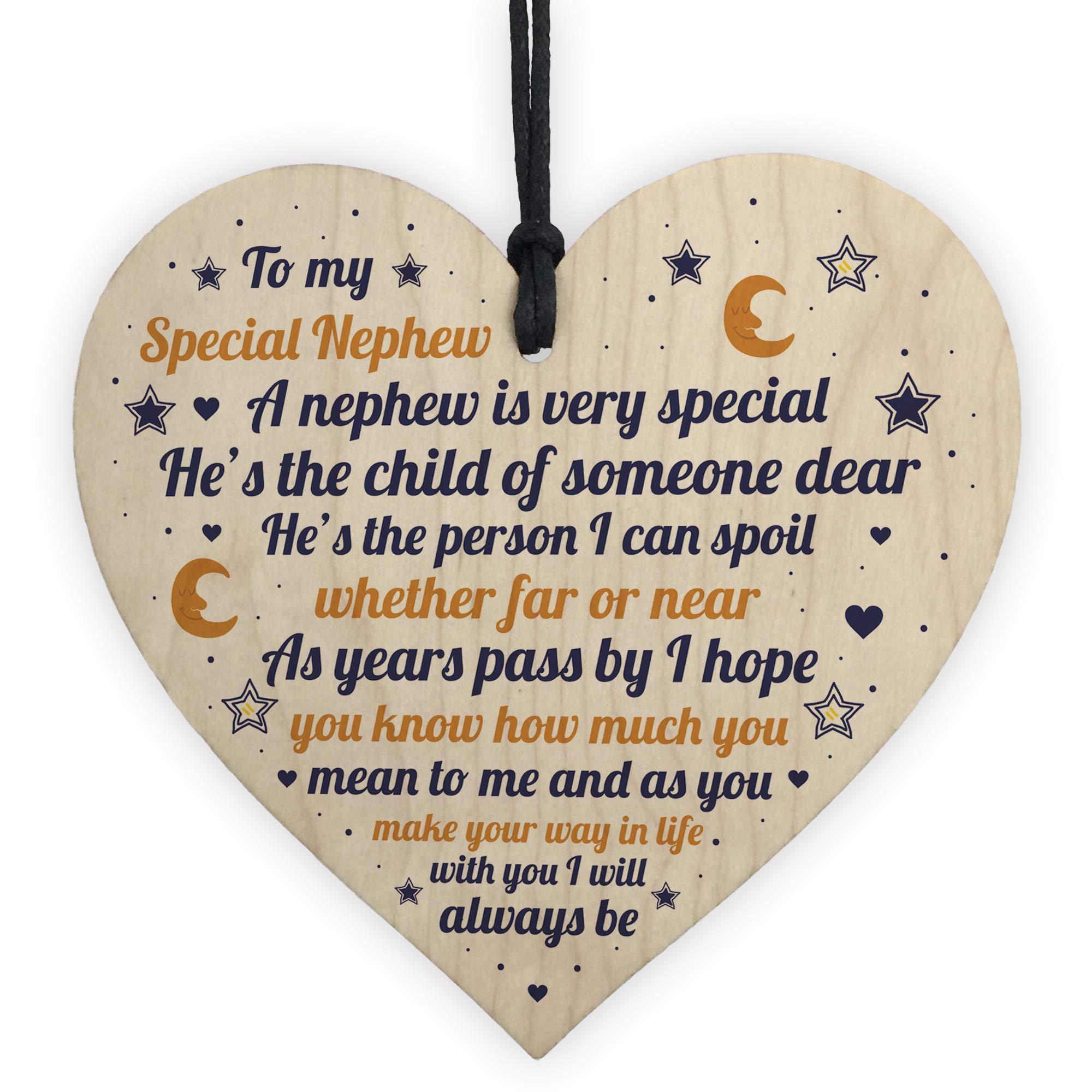 Red Ocean Nephew Gifts From Auntie Uncle Handmade Wooden Heart Gift For Nephew Keepsake