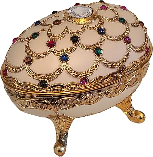 Miniatura 2 de Espléndido estilo Faberge huevo en forma de caja de músicacaja de joyería con cristales austriacos de colores brillantes jugando castillos de hielo