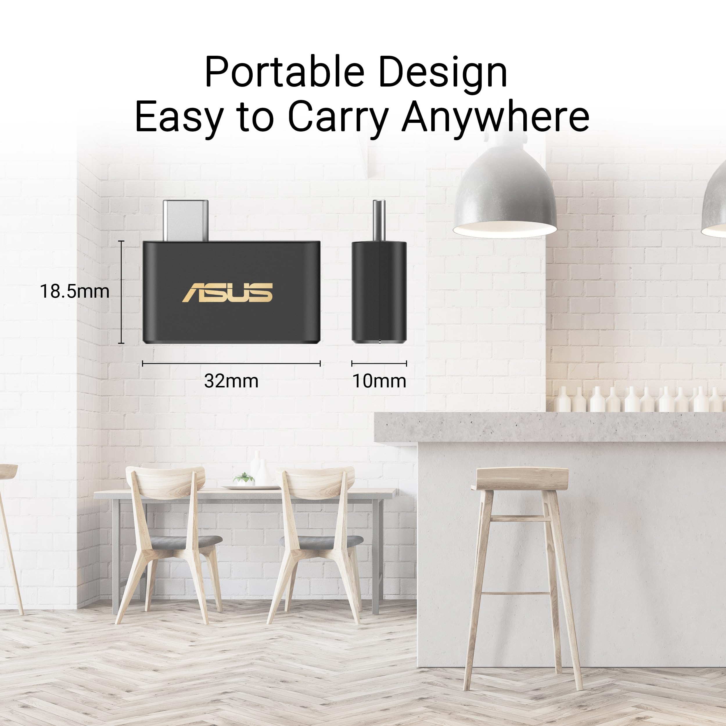 ASUS Tri-Band BE6500 Mini Adaptateur USB WiFi 7 (Bande 6 GHz, Prend en Charge 4096-QAM, Plug and Play, USB 3.0, Compatible avec Windows 10 & 11)