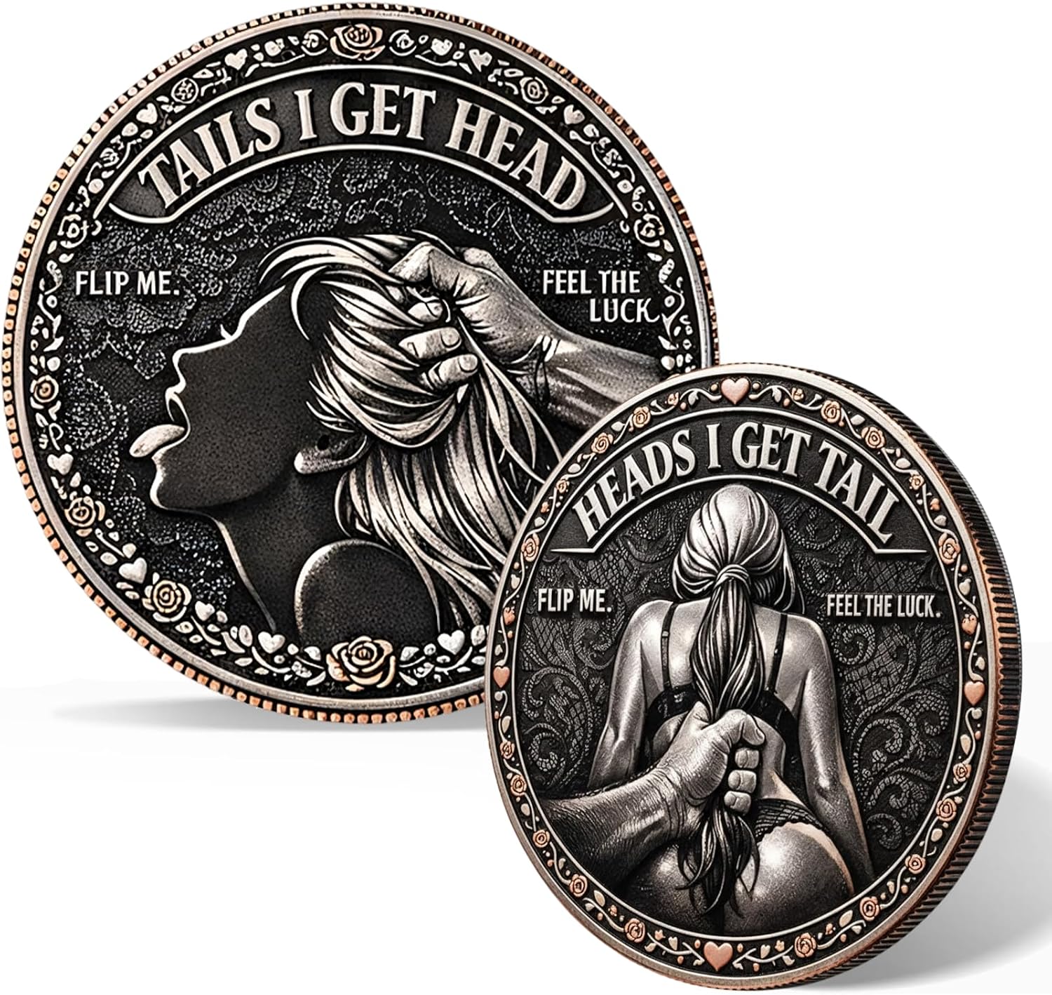 Heads I Get Tail/Tails I Get Head Commemorative Coin, Funny Heads and Tails Challenge Coin, Double-Sided Lucky Token – Humor Gift for Couples, Valentine's and Special Occasions (1PC)
