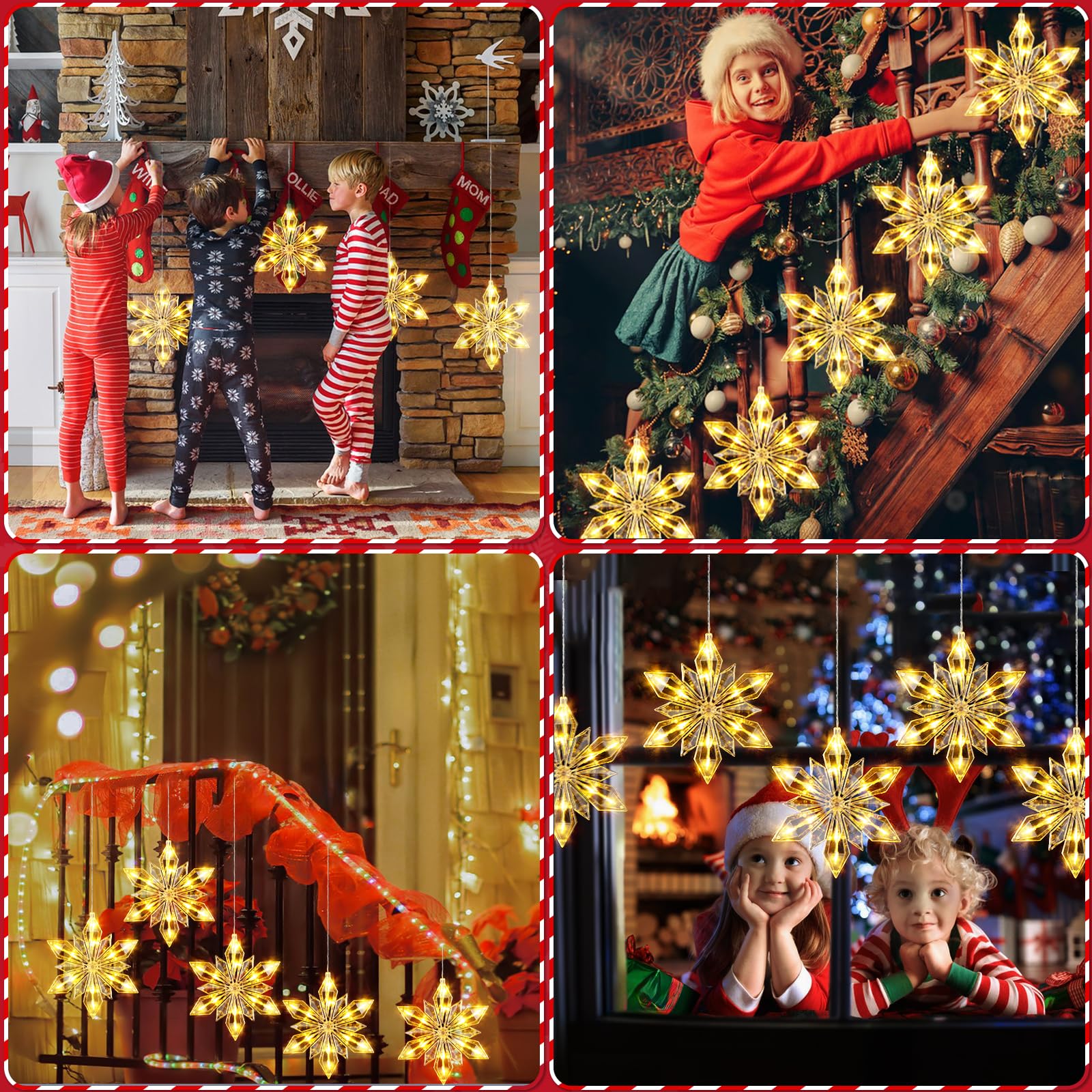 GlobaLink 5 Stück LED Schneeflocke Beleuchtung, Weihnachtsdeko Fenster mit 8 Modi Batteriebetrieben für den Innen- und Außenbereich Weihnachten, Party, Deko, Hochzeit, Garten, Balkon