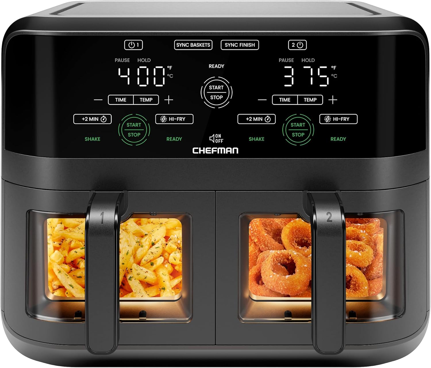 CHEFMAN 6 Quart Dual Basket Air Fryer Oven with Easy View Windows