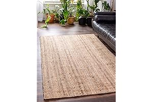 Unique Loom Braided Jute Dhaka Rug: 9x12 Natural Jute Carpet