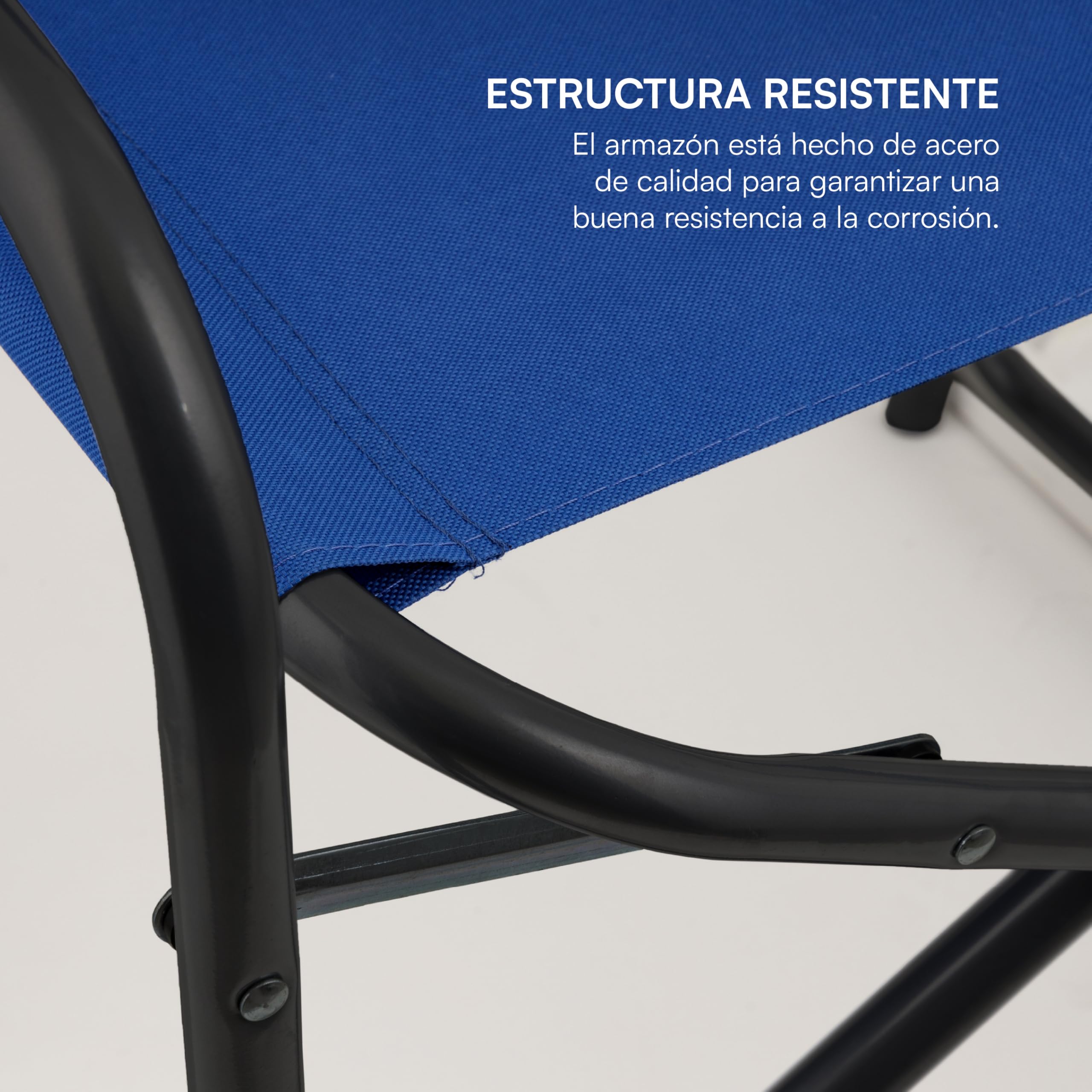 Baroni Home Silla de Director Plegable de Acero Tubular para Camping, Playa, Pesca, jardín, Ahorra Espacio, con reposabrazos Acolchados de Esponja, 56x44x76 cm (Azul)