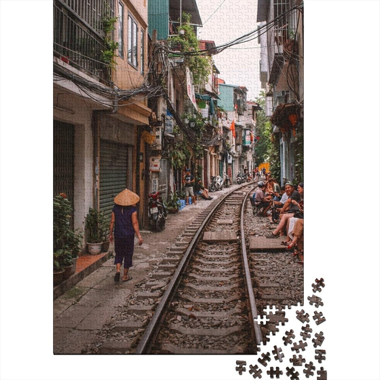 Narrow Alley Railway Scene 1000pc adult puzzle wall art leisure