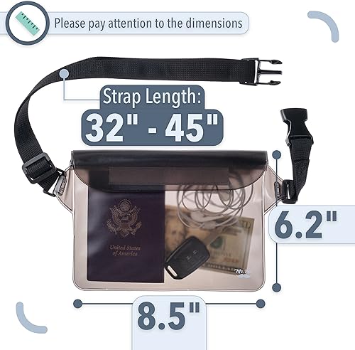 Miniatura 3 de Mr. Pen - Bolsa impermeable con correa ajustable para la cintura, paquete de 2, negro y azul, protector de agua para teléfono, bolsas secas,