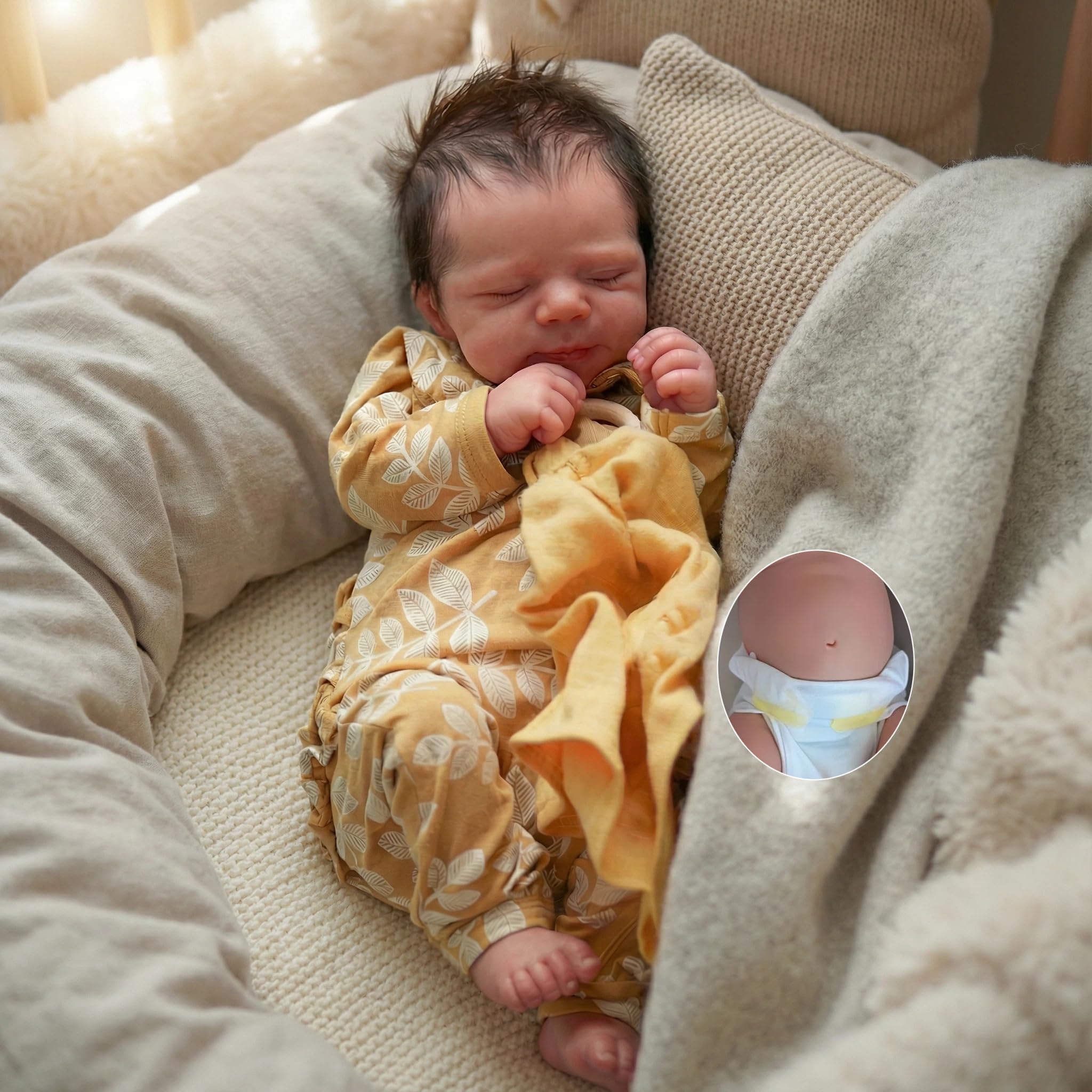 Zero pam Reborn Baby Dolls Vinyl Full Body 19 In Girl Sleeping Reborn Toddler Dolls, Rooted Hair Realistic Baby Doll Poseable Newborn Babies with Accessories for Girls