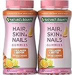 Nature\'s Bounty Hair, Skin & Nails with Biotin and Collagen, Citrus-Flavored Gummies Vitamin Supplement, Supports Hair, Skin, and Nail Health for Women, 2500 mcg, 80 Ct (2 Pack), 80 Total Servings