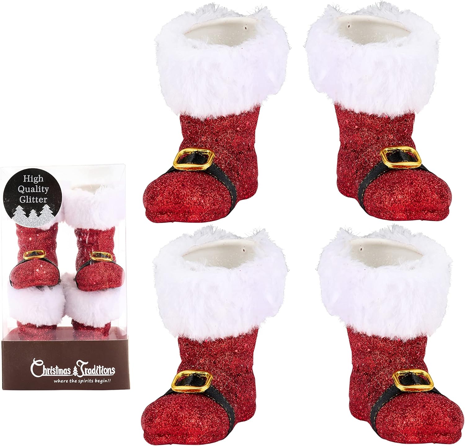 Christmas Traditions 4 inch Glittered Red Santa’s Boots (Set of 4) Ornaments Hanging Tree Decorations Christmas Tree Red Ornaments (Red) Christmas Traditions 4 inch Glittered Red Santa’s Boots (Set of 4) Ornaments Hanging Tree Decorations Christmas Tree Red Ornaments (Red)