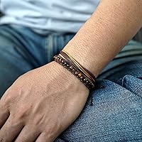 Vista 403 de Handmade Natural Stone Beaded Healing Bracelet Gift for Men Adjustable Rope String Bracelet