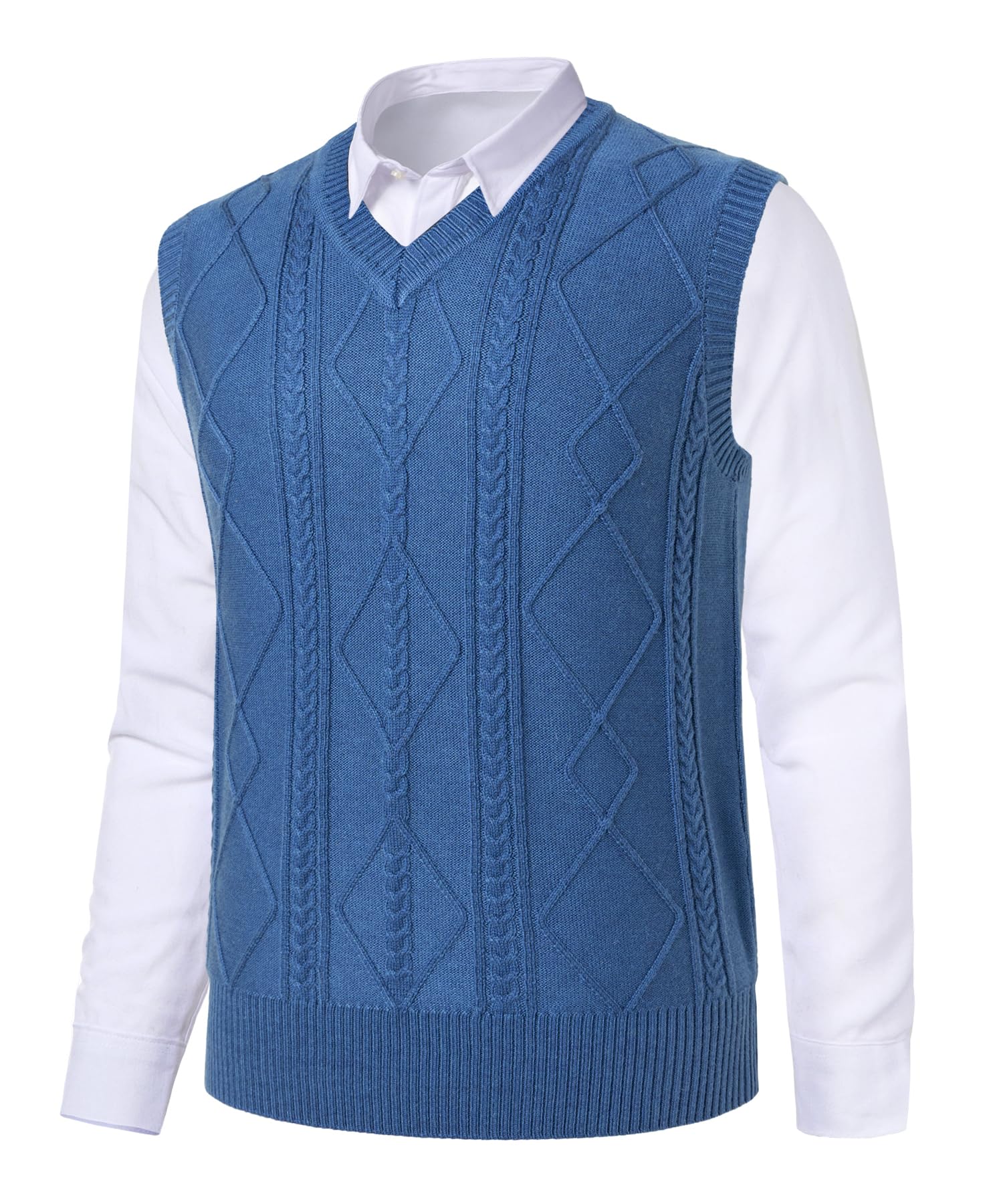 Herren Argyle Strickweste Klassischer V Ausschnitt Strickweste Ärmelloser Gestrickt