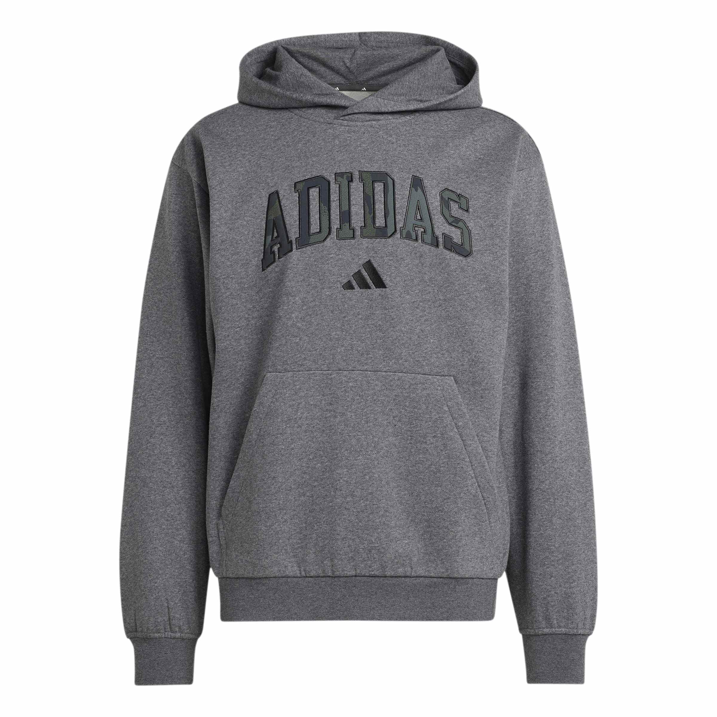 adidas Mezczyzni Seasonal Essentials Camo Hooded Sweat Sweatshirt, dark grey heather/MULTICOLOR, XS