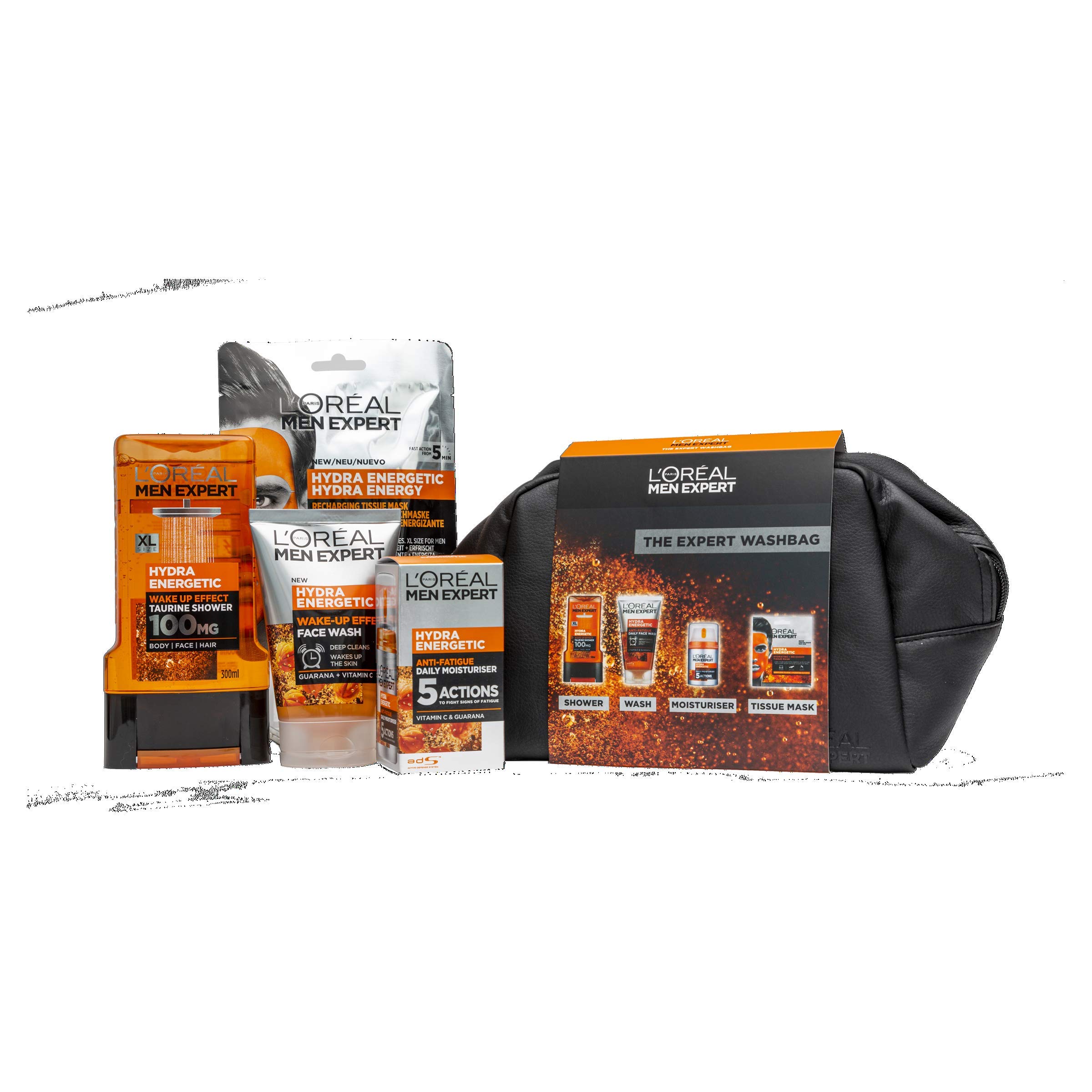 L'Oreal Men Expert The Expert Hydra Energetic Washbag Gift Set For Him: Moistuiser, Face Wash, Shower Gel 5011408094091 - Image 2