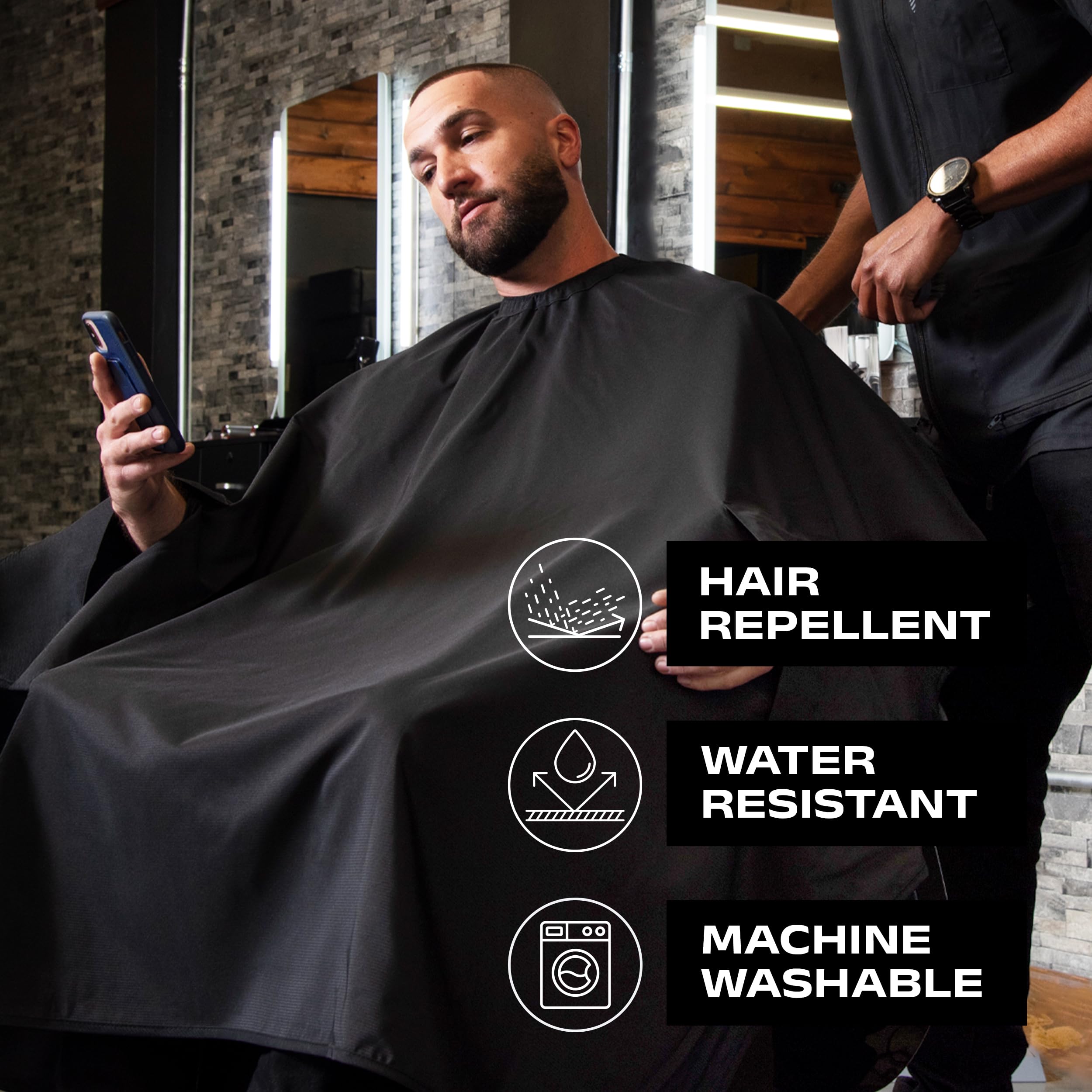 Barber Strong The Hands Free Barber Cape Solid Black