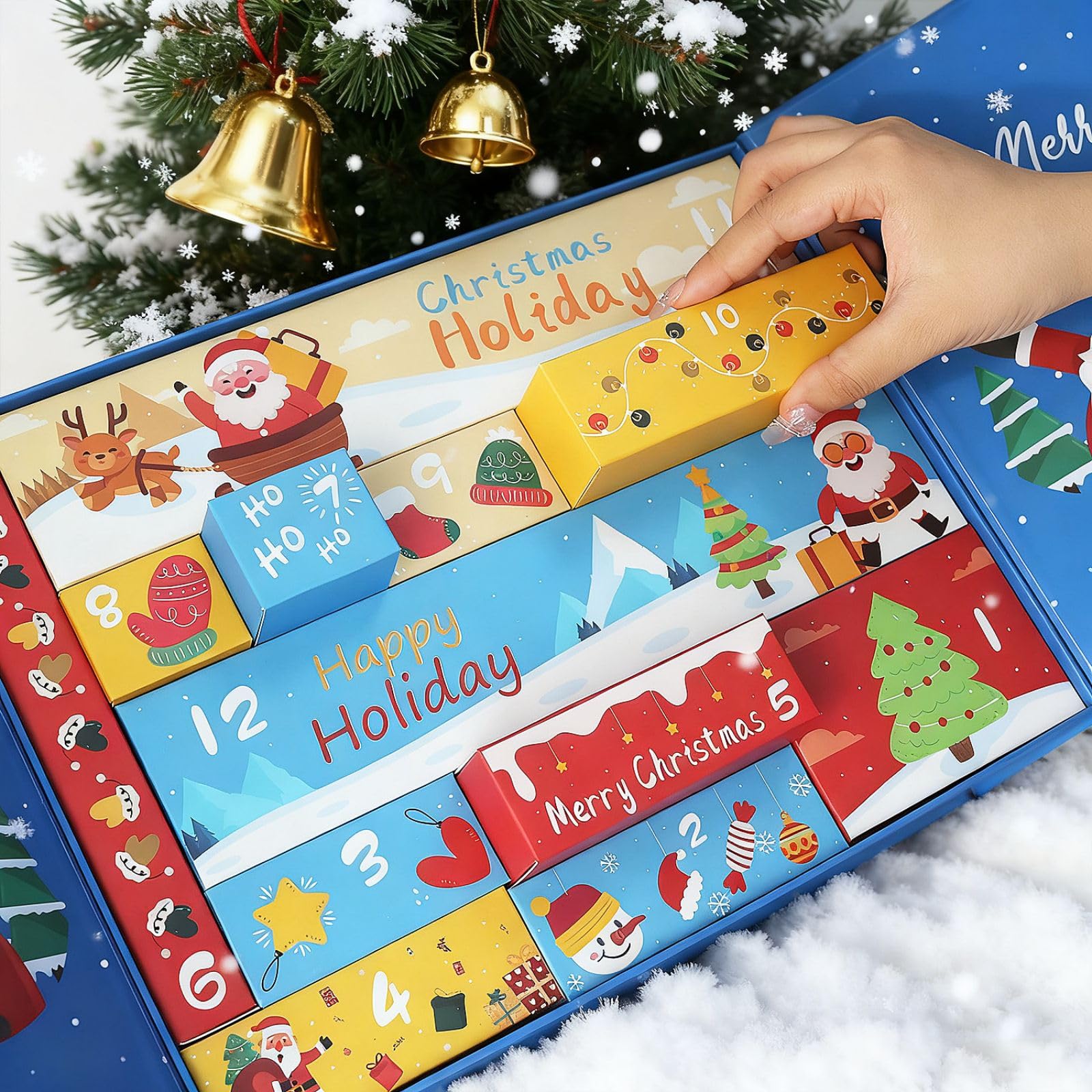 CustmArti DIY Diamond Art Painting Adventskalender Weihnachten 12 Fächer Überraschung Bastelset Kristall Strassstein Bilder Winter Motiv Haus Verzierung Kreativ-E