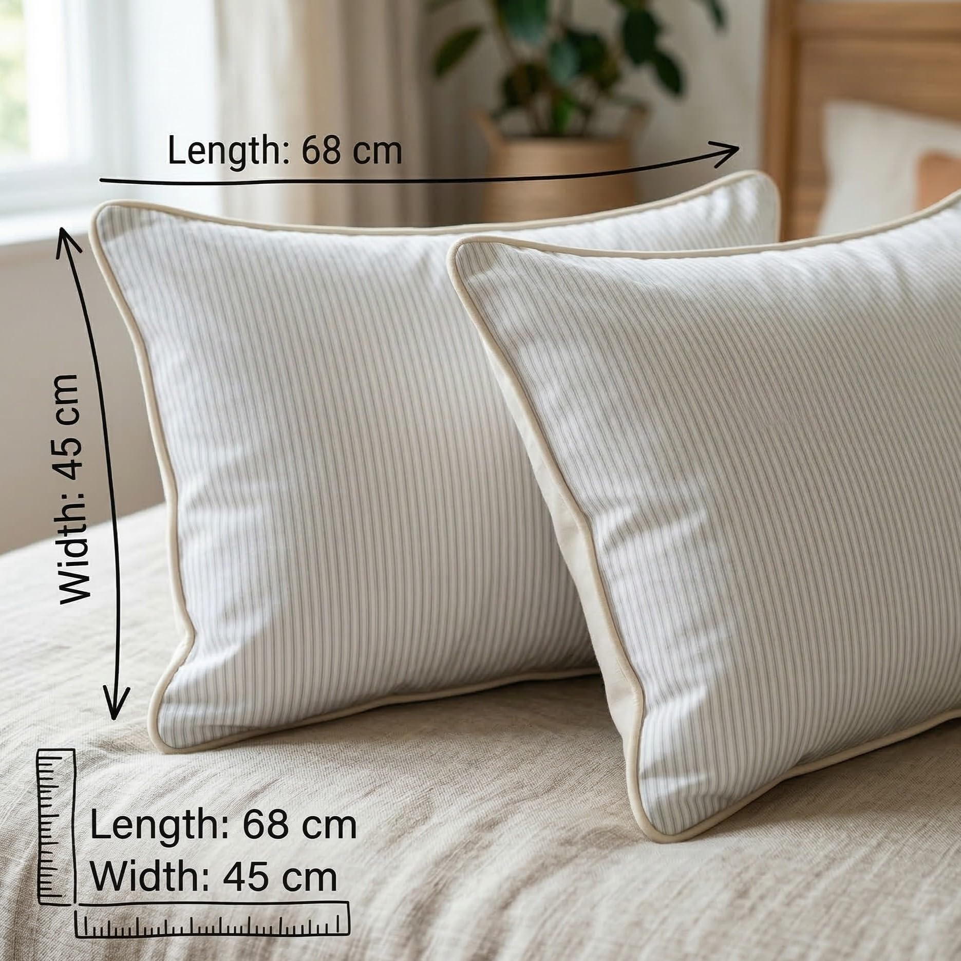 Satin Stripe Pillow Covers - King Size Set of 2 -4