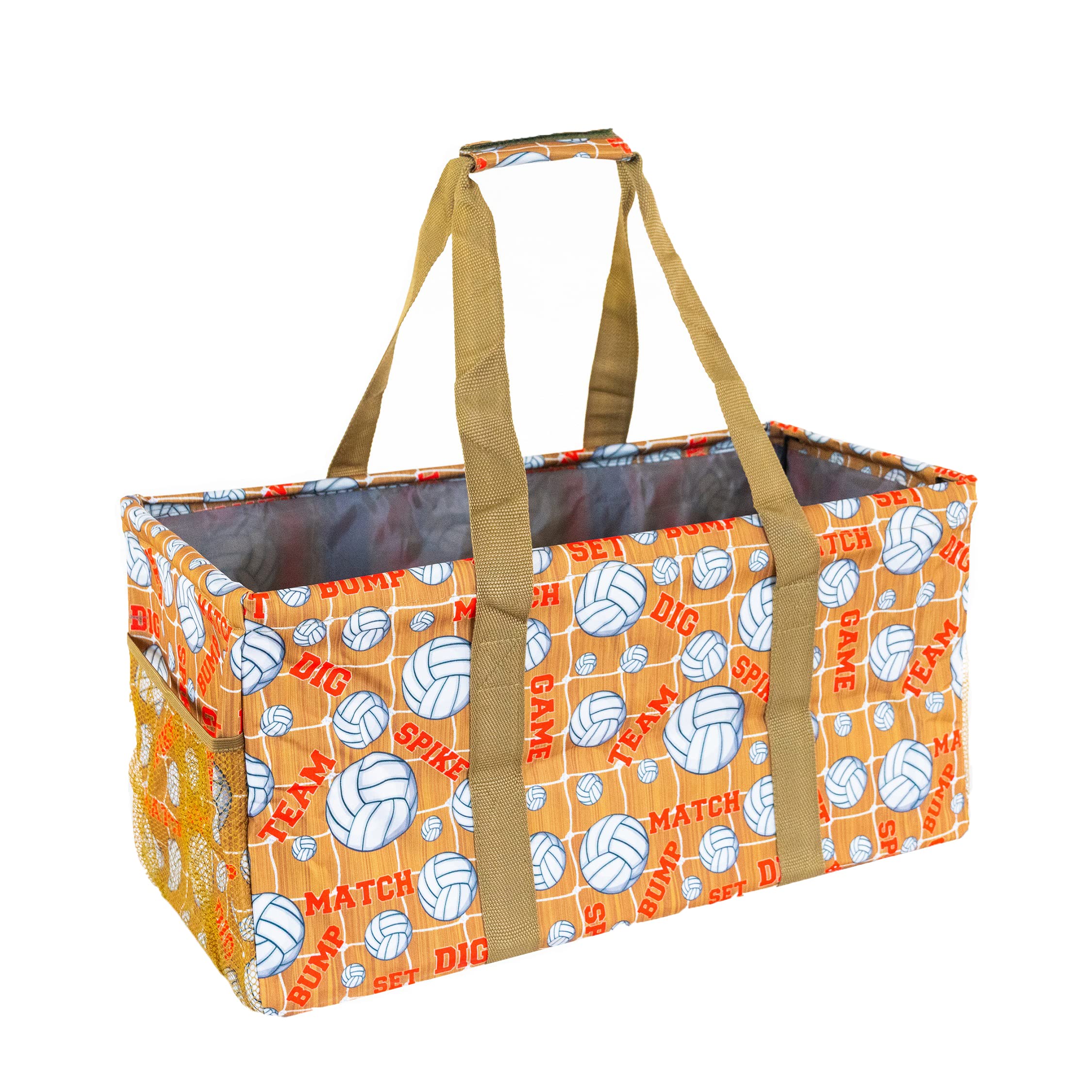 Lucazzi Extra Large Utility Tote Bag - Oversized Collapsible Reusable Wire Frame Rectangular Canvas Basket With Two Exterior Pockets For Beach, Pool,