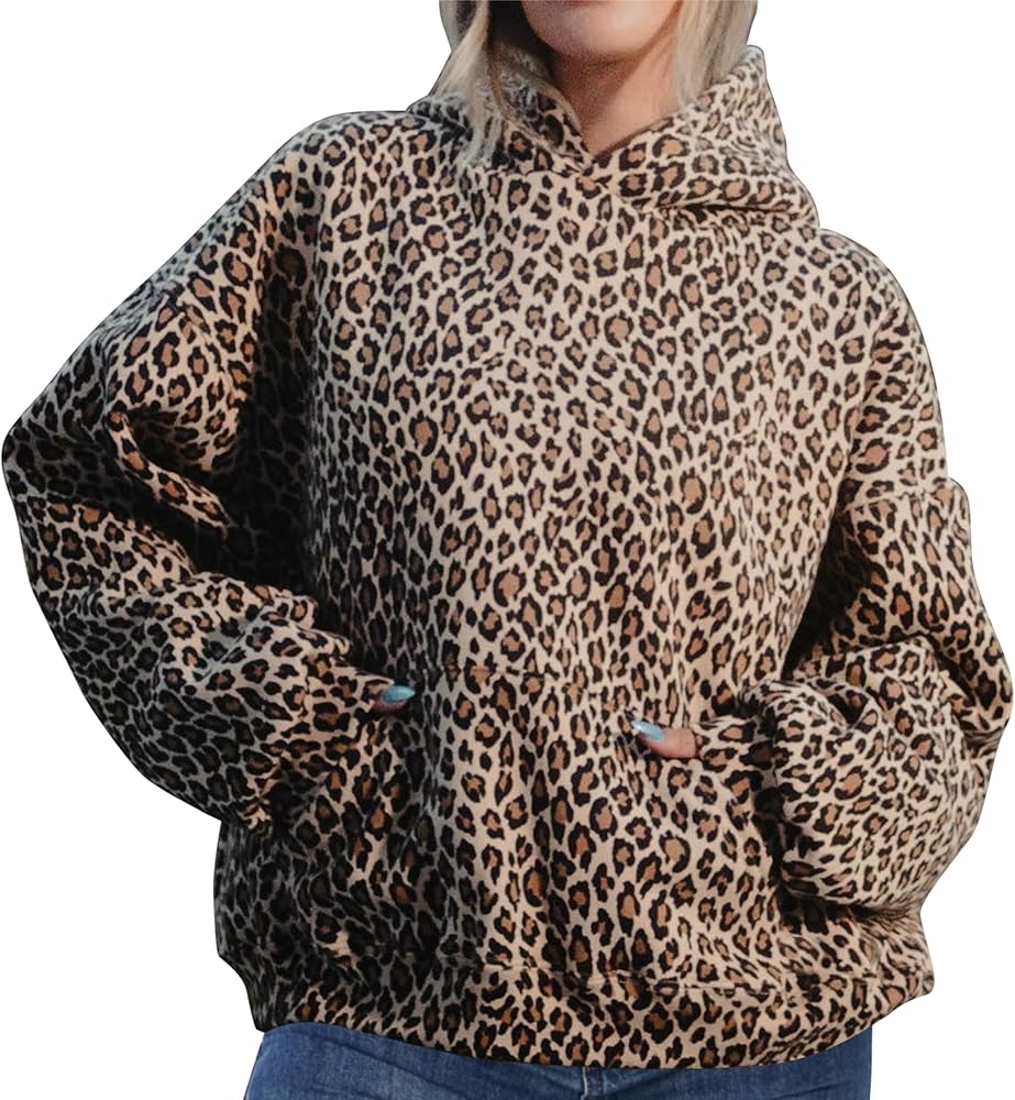 Amazon.com: ACCPUR Leopard Print Hoodies for Women Oversized