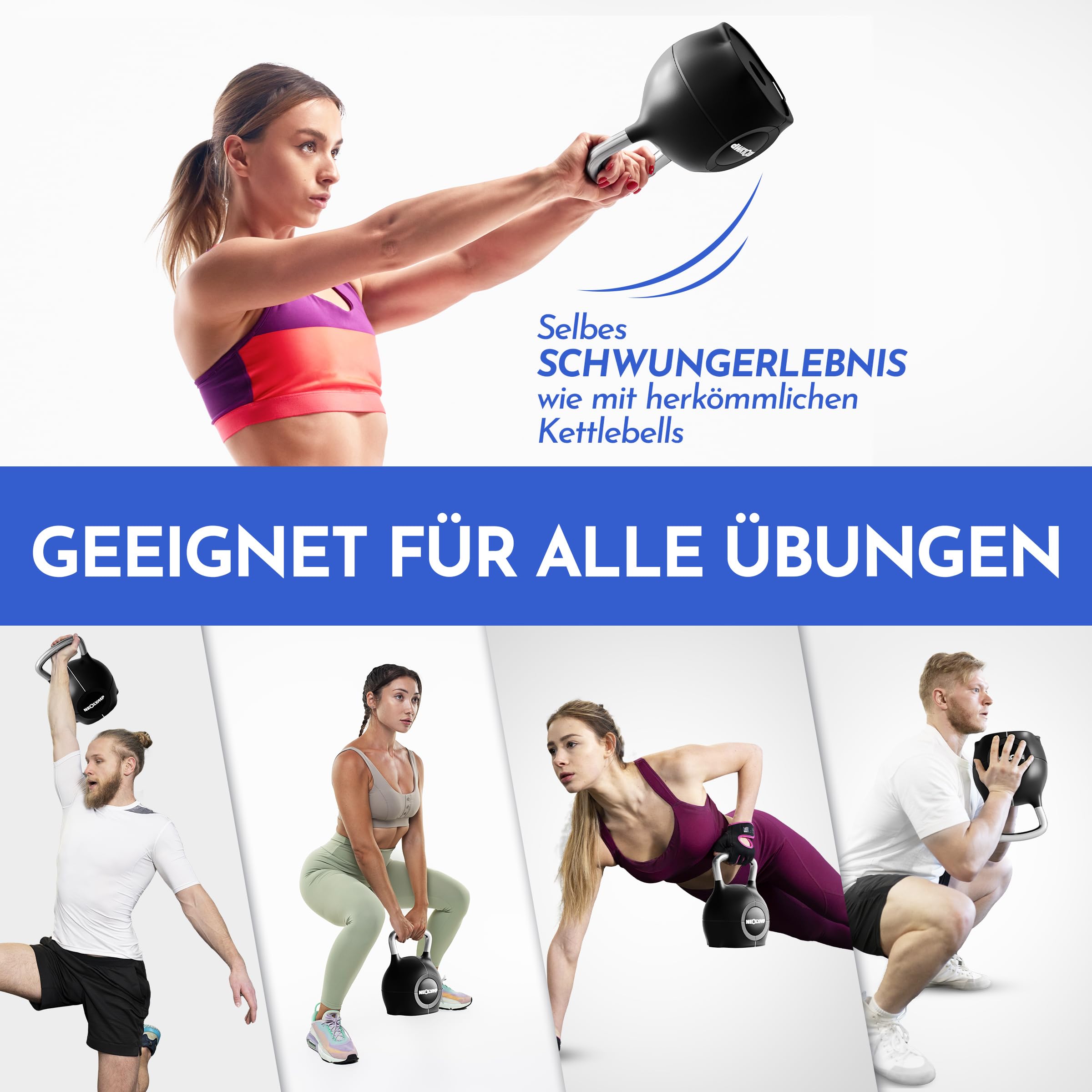 NEOLYMP Kettlebell Set 2-20 kg - 7-in-1 Kettlebell verstellbar für Ganzkörper-Workout Zuhause - Kugelhantel mit robustem Edelstahl-Handgriff für perfektes Schwungerlebnis
