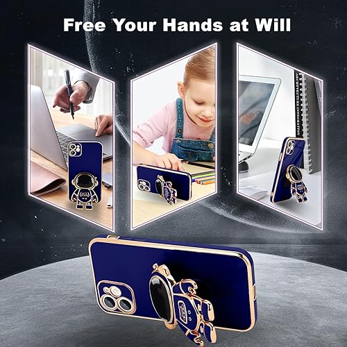 Miniatura 4 de Pepmune Funda compatible con iPhone 12, diseño de soporte de astronauta en 3D, protección de cámara, a prueba de golpes, suave cubierta trasera para