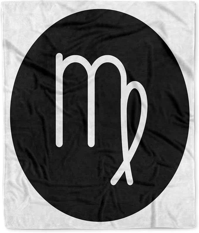 3dRose Virgo, Picture of Horoscope Sign Virgo on Black and White Background Silktouch Minky Blanket