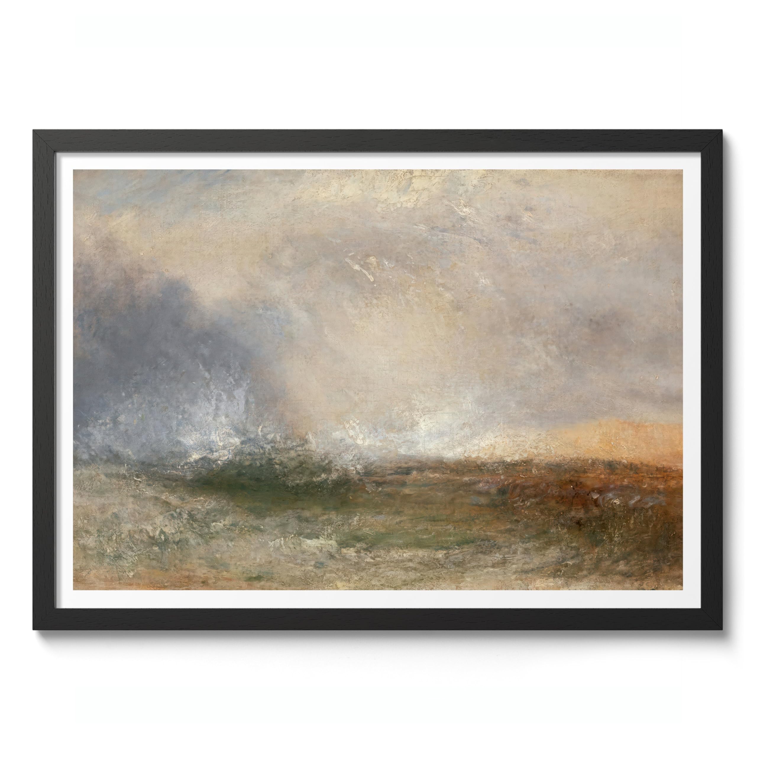 Stormy Sea Breaking On A Shore Joseph Mallord William Turner Print, Classic Art Painting Print, Romanticism Art Exhibition Wall Art, Vintage Home Decor Picture, A1 (Black Frame) - 86.9x62.4cm โ image 1