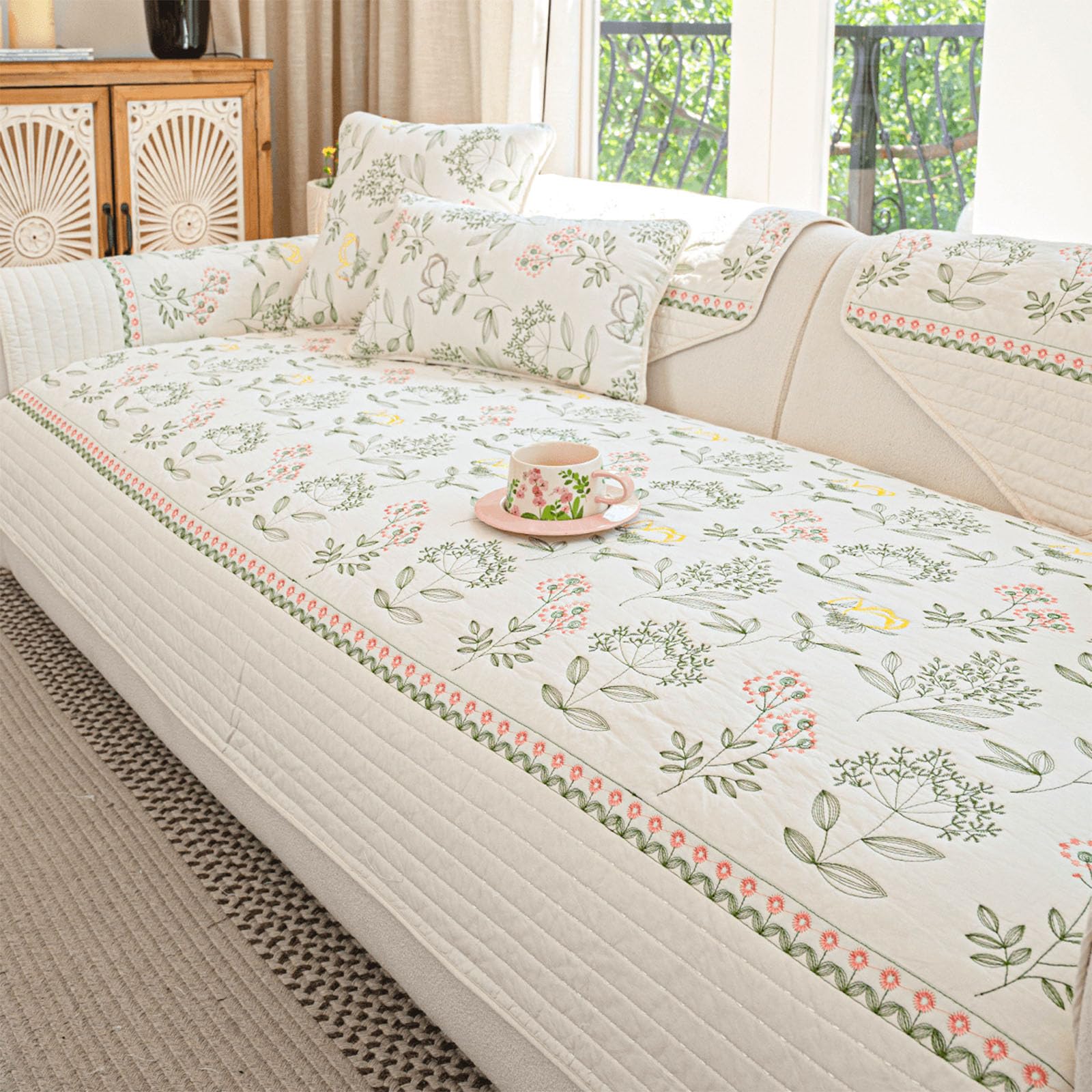 Housse de canapé en coton antidérapante et lavable en machine