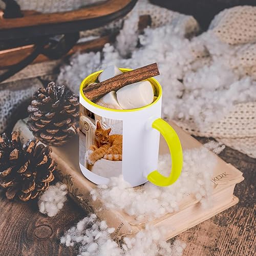 Miniatura 6 de 3dRose Happy orange atigrado gato relajante en sillón elegante, taza amarilla, 11 oz