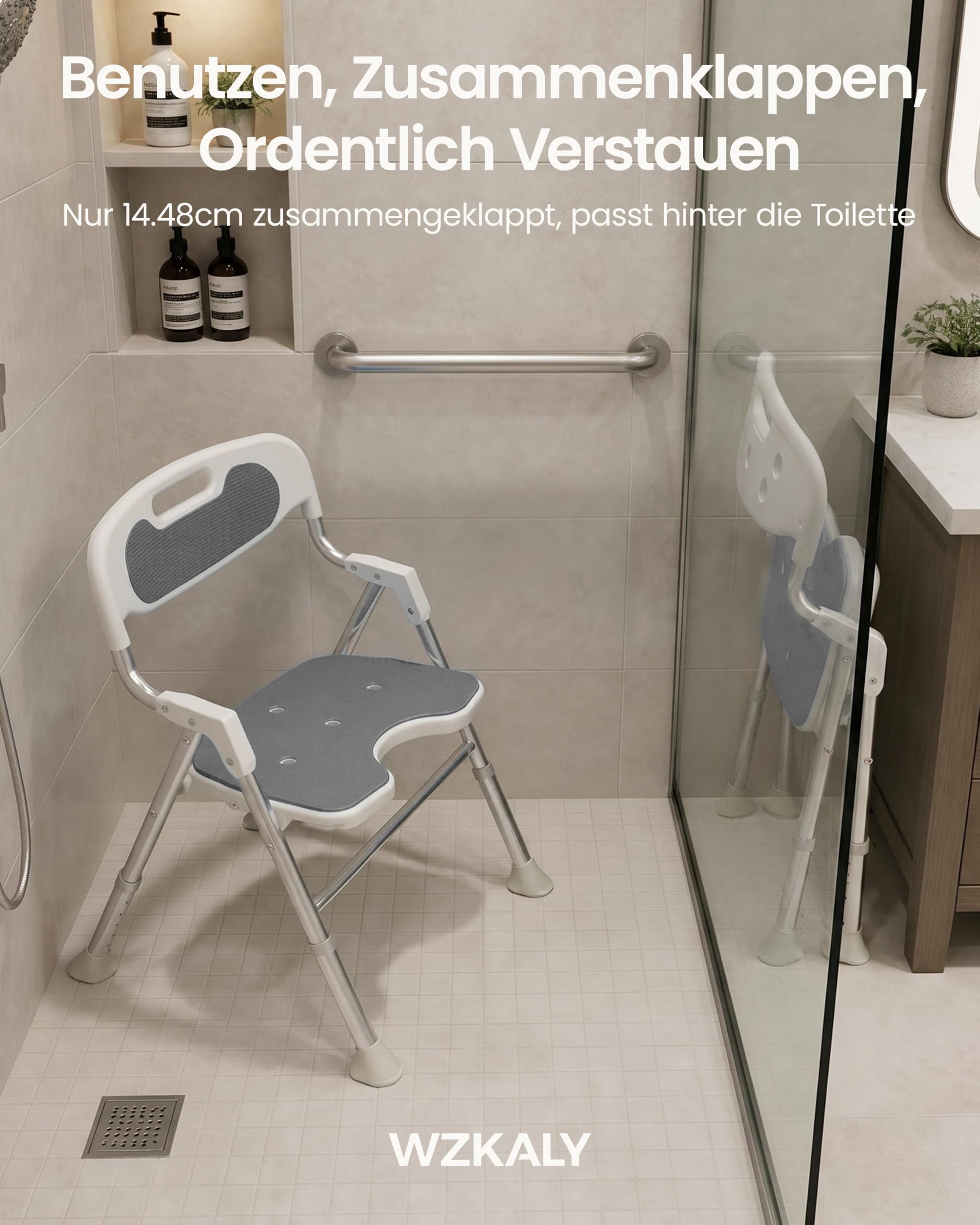 Silla de ducha plegable para personas mayores, asiento de ducha con
