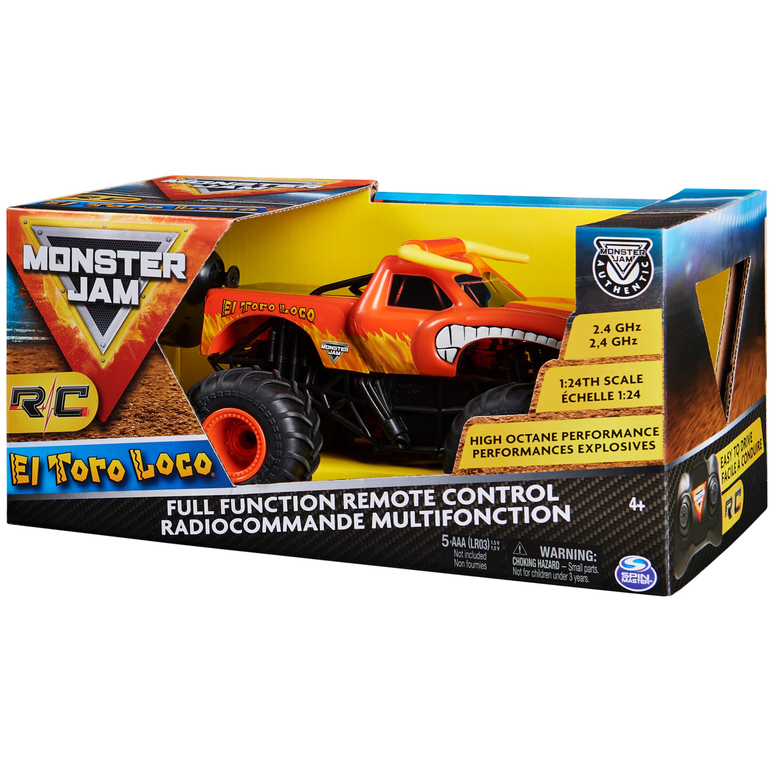 Monster Jam Oficjalny pilot El Toro Loco Monster Truck, skala 1:24, 2,4 GHz, dla dzieci w wieku od 4 lat