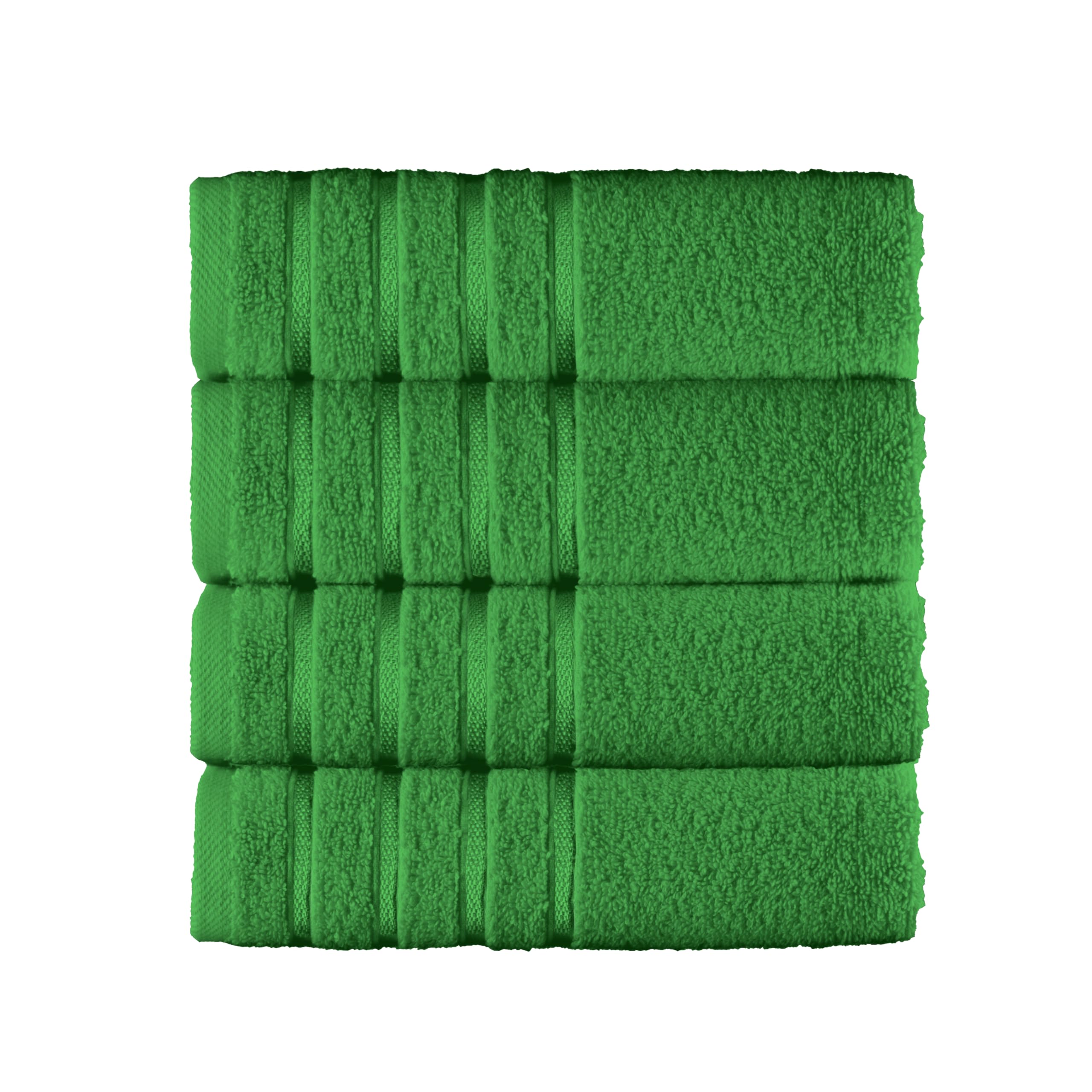 Elegant Comfort 100% Turkish Cotton 4 Lines Viscose Stripe Luxury 4 Pack Hand Towel Set - Ultra Absorbent and Soft 16 x 28 Inch Premium Hotel Spa Quality Towels for Everyday Bath Use, Emerald Green