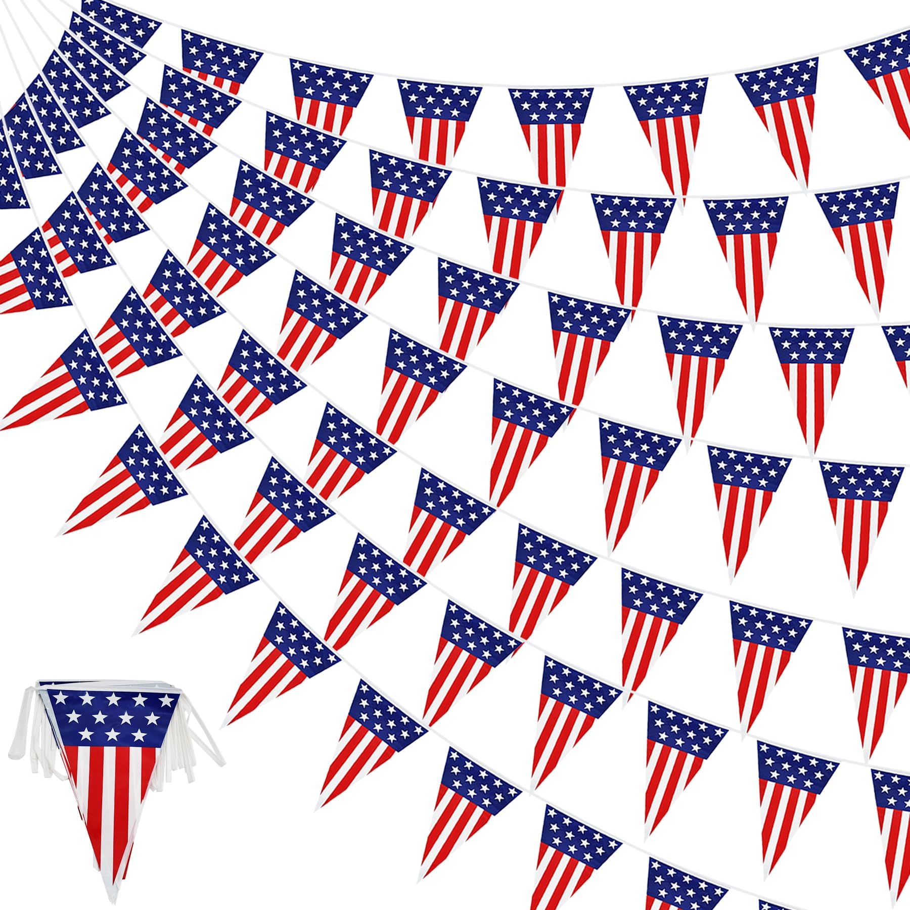 Amazon.com: ckujjui 32 Ft USA Flag Pennant Banner 4th of July American ...
