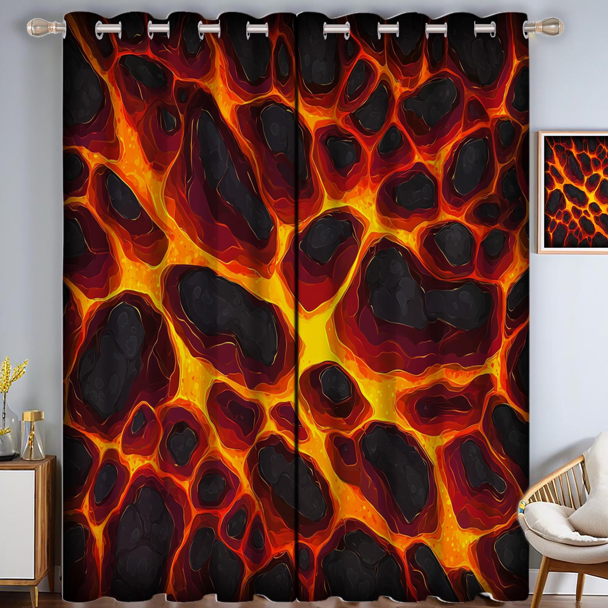 Rideaux de chambre enfant avec motif artistique de jeu vidéo rouge 140x160