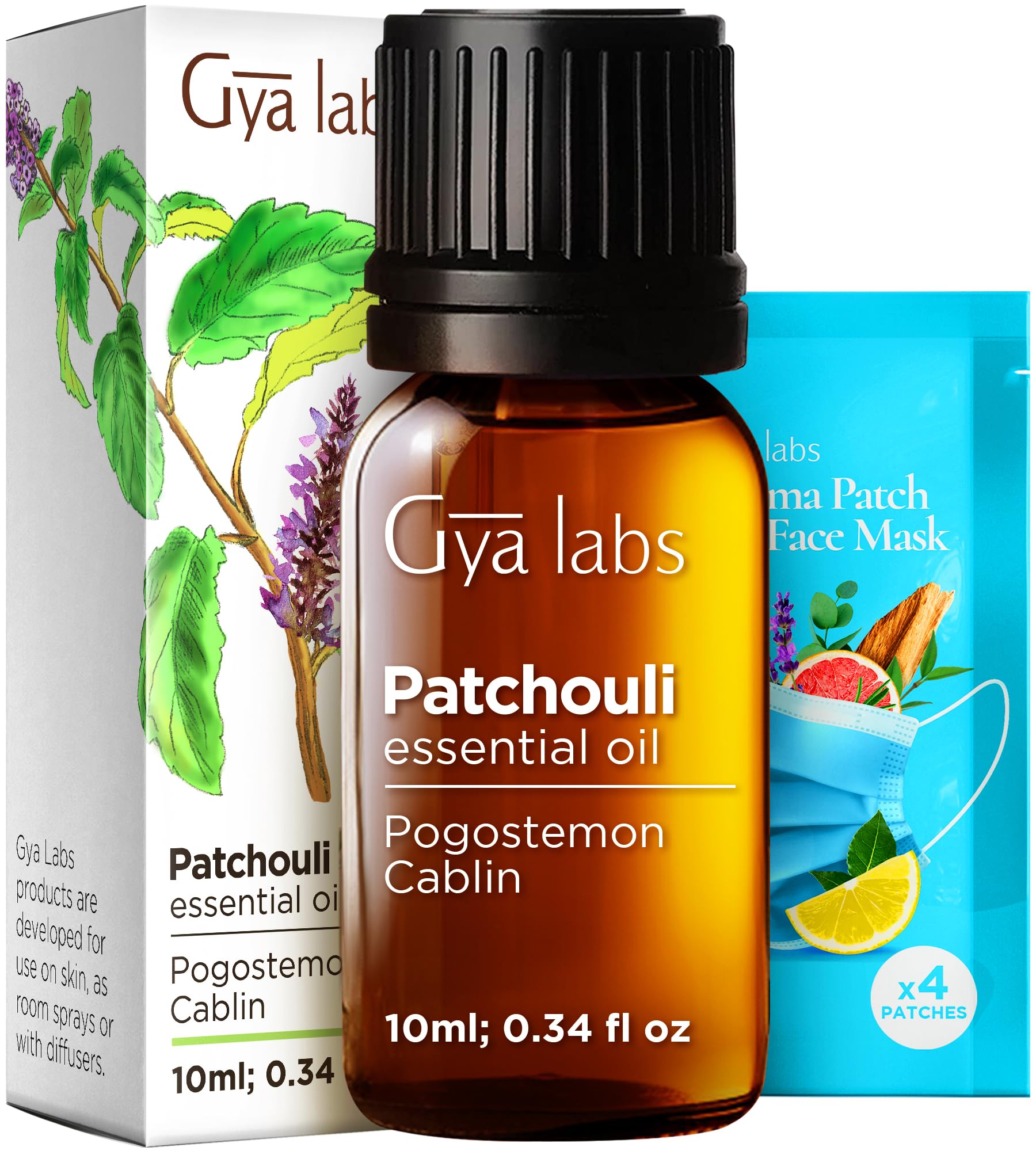 Gya Labs Patchouli Essential Oil - 0.34 Fl Oz - for Hair, Skin, Diffuser, Aromatherapy & DIY Candle Making ScentUSDA OrganicClimatePartner certified