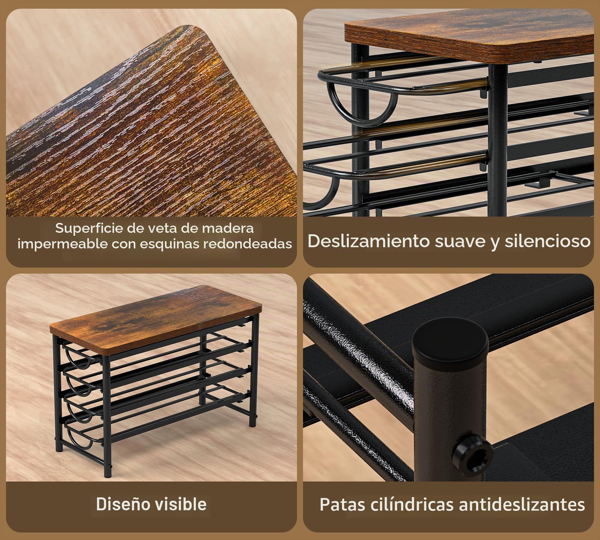Soporte para cápsulas de café de 4 niveles para Dolce Gusto, 56 cápsulas de capacidad, cajón de almacenamiento de cápsulas de metal con parte superior de madera, organizador de café deslizante