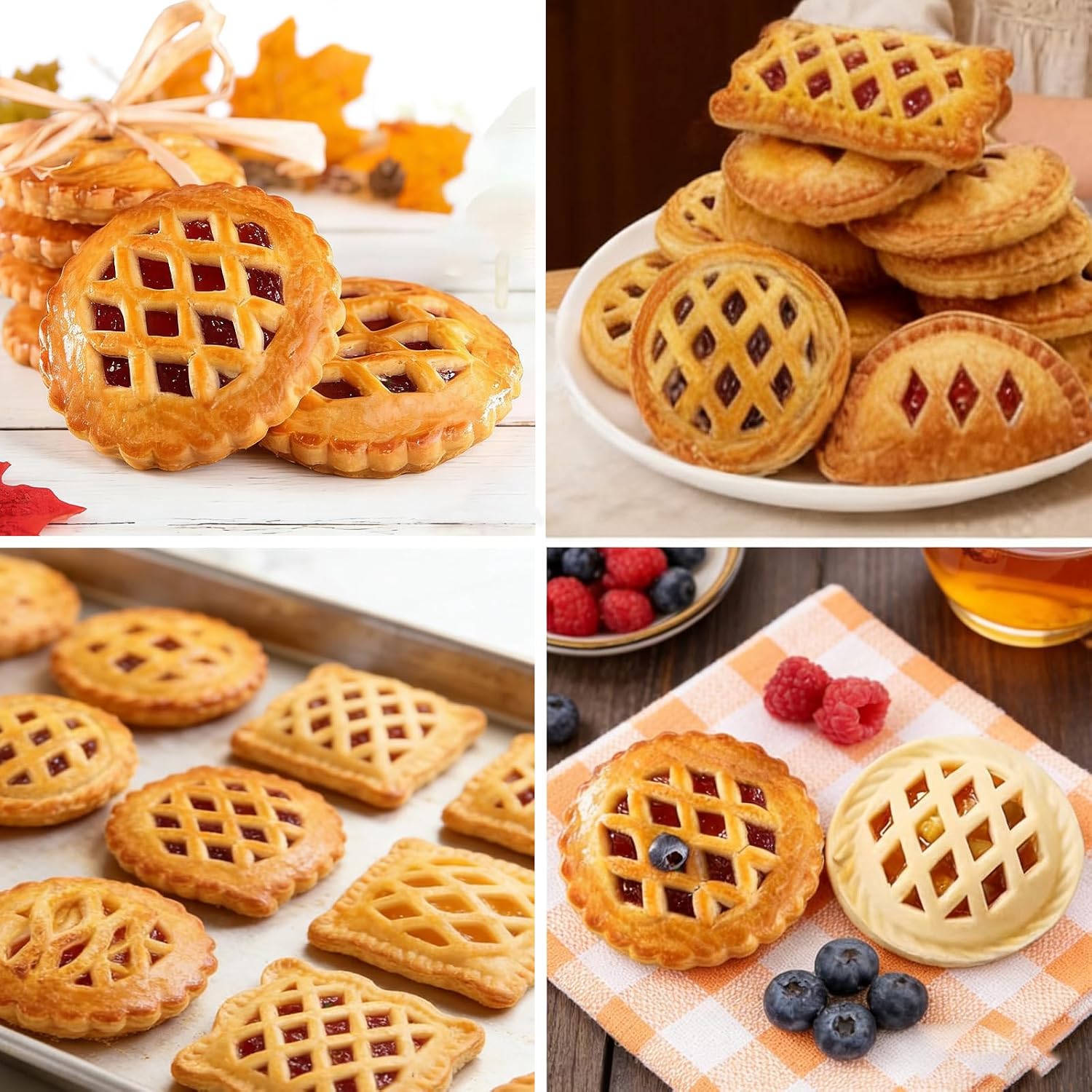 3Pcs Mini Hand Pie Molds - Dough Presser Pocket Pie Molds for Baking - One Press Pie Maker Set for Thanksgiving Christmas Party Potluck with Dumplings and Cookies Shapes