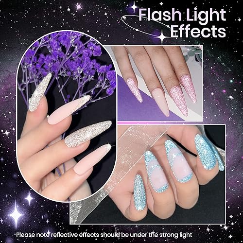Miniatura 5 de Juego de esmalte de gel reflectante con purpurina de diamante, esmalte de uñas de gel brillante para remover, gel UV, kit de regalo de salón de