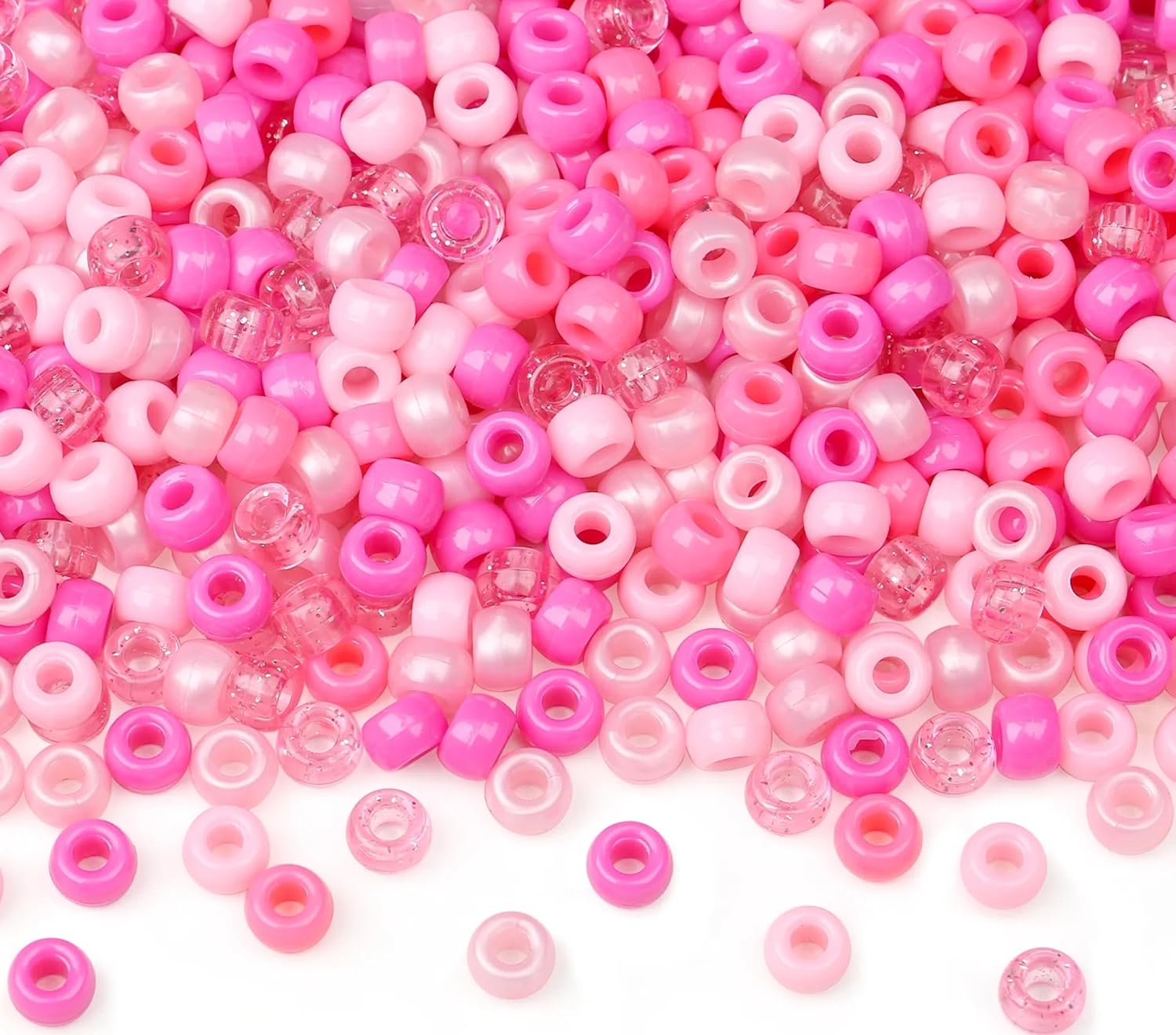 LAIDANLA 1000pcs Pink Pony Beads for Friendship Bracelet 6x9mm Mix Pink Craft Beads Bulk Kandi Bead for Hair Braids Party Jewelry Making Supplies - Image 8