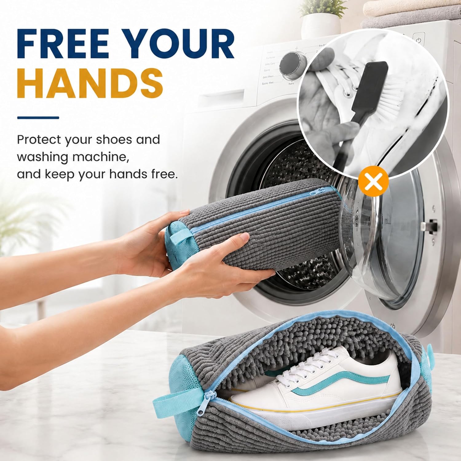CHILDLION 2 Pcs Shoe Washing Machine Bag, Laundry Shoe Bag for Washer and Dryer, Reusable Shoe Cleaning Bag for Sneakers, Tennis Shoes, With Self locking Zipper, Microfiber Inside