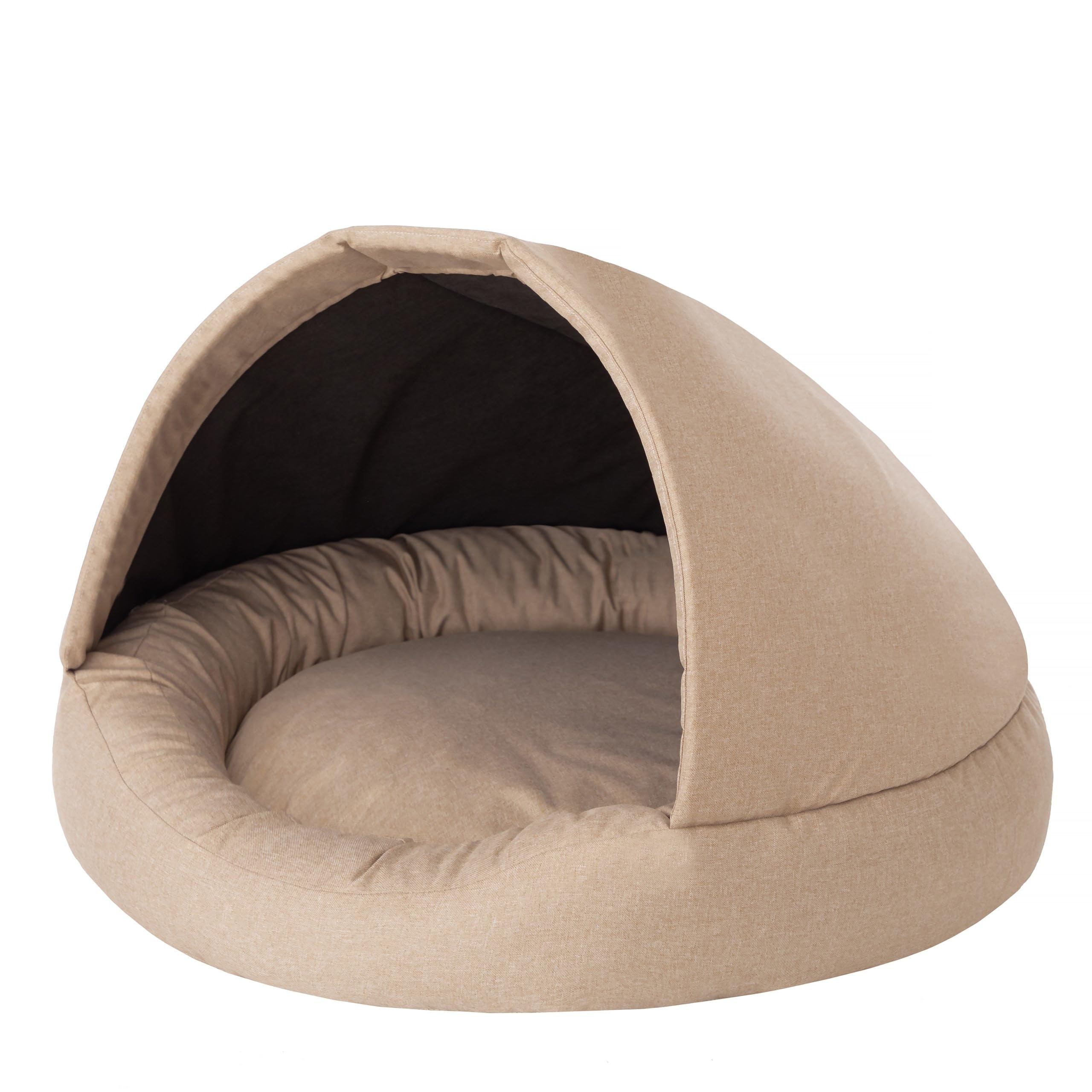 2-in-1 Dog Bed and Dog House, Fabric House, Cat Cave, Dog Basket, Dog Bed, Sleeping Places, Furniture for Animals, Beige, L: 80 x 80 x 52 cm