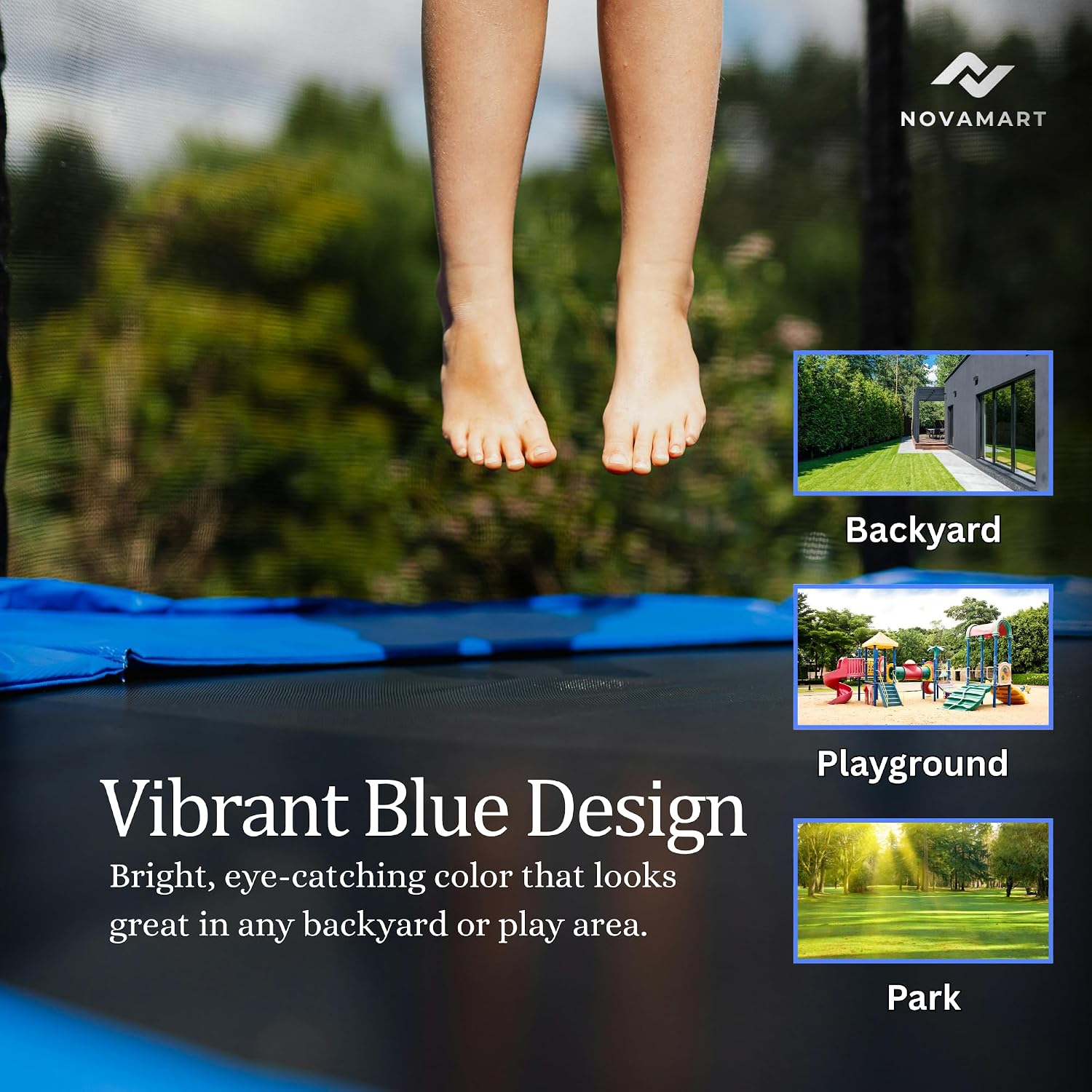 8FT Trampoline for Kids & Family – 244cm Round Outdoor Trampoline with Durable Steel Frame | Classic Blue Design | Ideal for Backyard Fun, Fitness & Safe Jumping Playtime