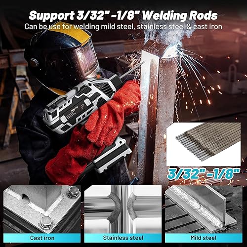 Miniatura 6 de Máquina soldadora de mano, máquina de soldadura portátil de 110 V con inversor IGBT 6 ajuste de corriente variable 20-120 amperios de salida pistola