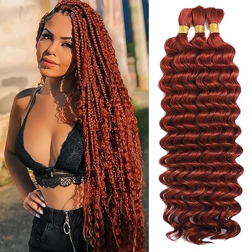 Cabello Humano para Trenzar para Trenzas Boho 3 Paquetes/Pack 110g (3.88 oz) 14 Pulgadas Cabello Humano a Granel Ondulado Profundo para Trenzar