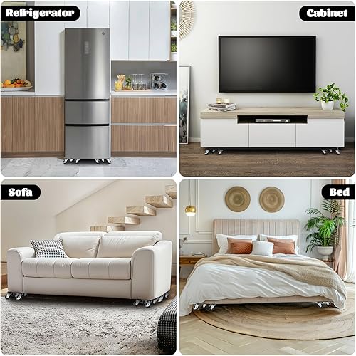 Miniatura 6 de Mover grande y pesado para muebles con 4 ruedas de rotación de 360, mezcla de acero al carbono de 6.5 x 6.5 pulgadas, mezcla de hasta 3747
