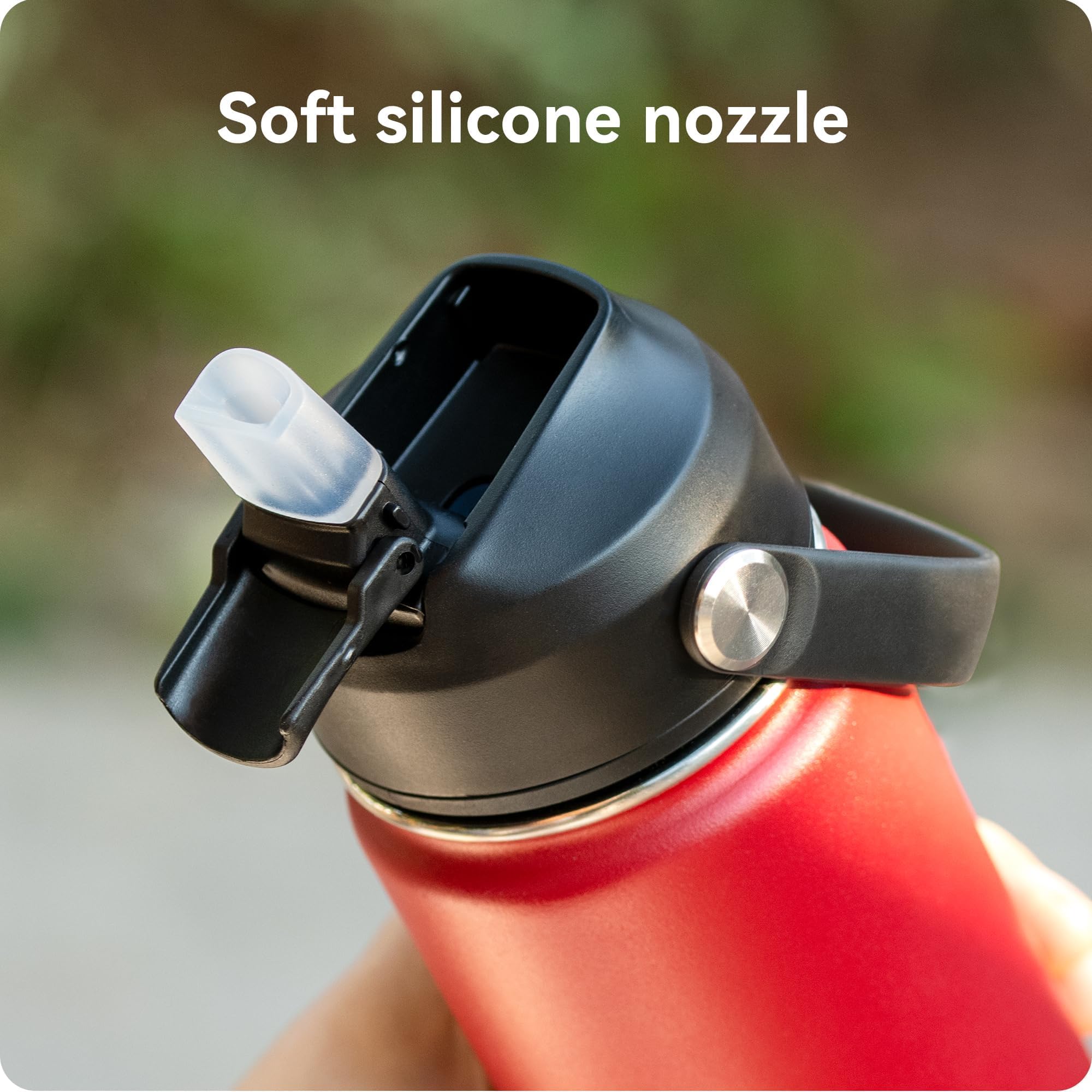 Silikon-Trinkhalm-Deckel für Hydroflaschen, einfache moderne Eisenkolben, Thermoflasche und mehr, 340 - 1,8 l breite Öffnung, Sport-Wasserflaschenzubehör (2er-Pack)