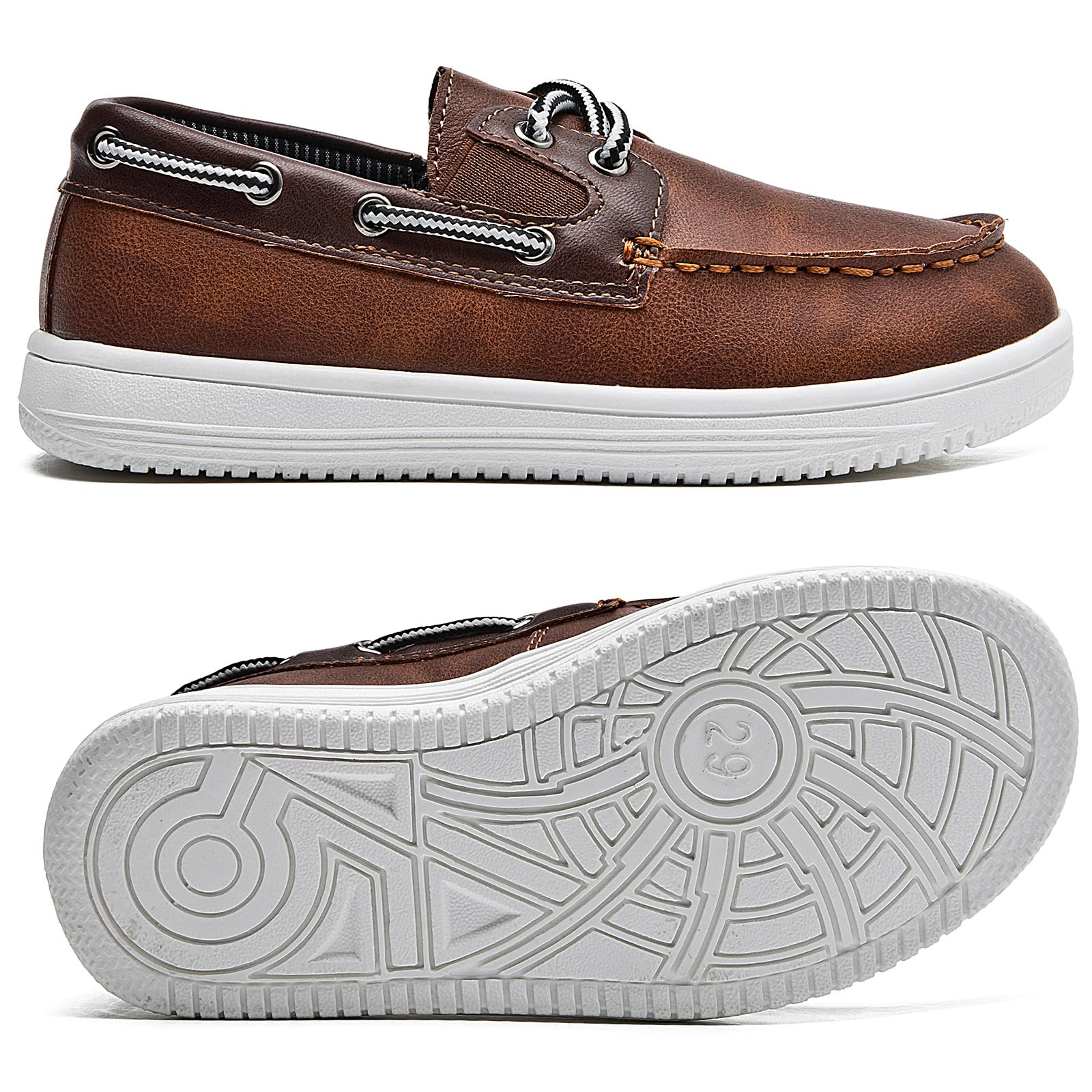 DADAWEN Classique Loafers Mocassins Garçon Chaussures Bateau à Lacets,Chaussure d'uniforme Scolaire Garçon
