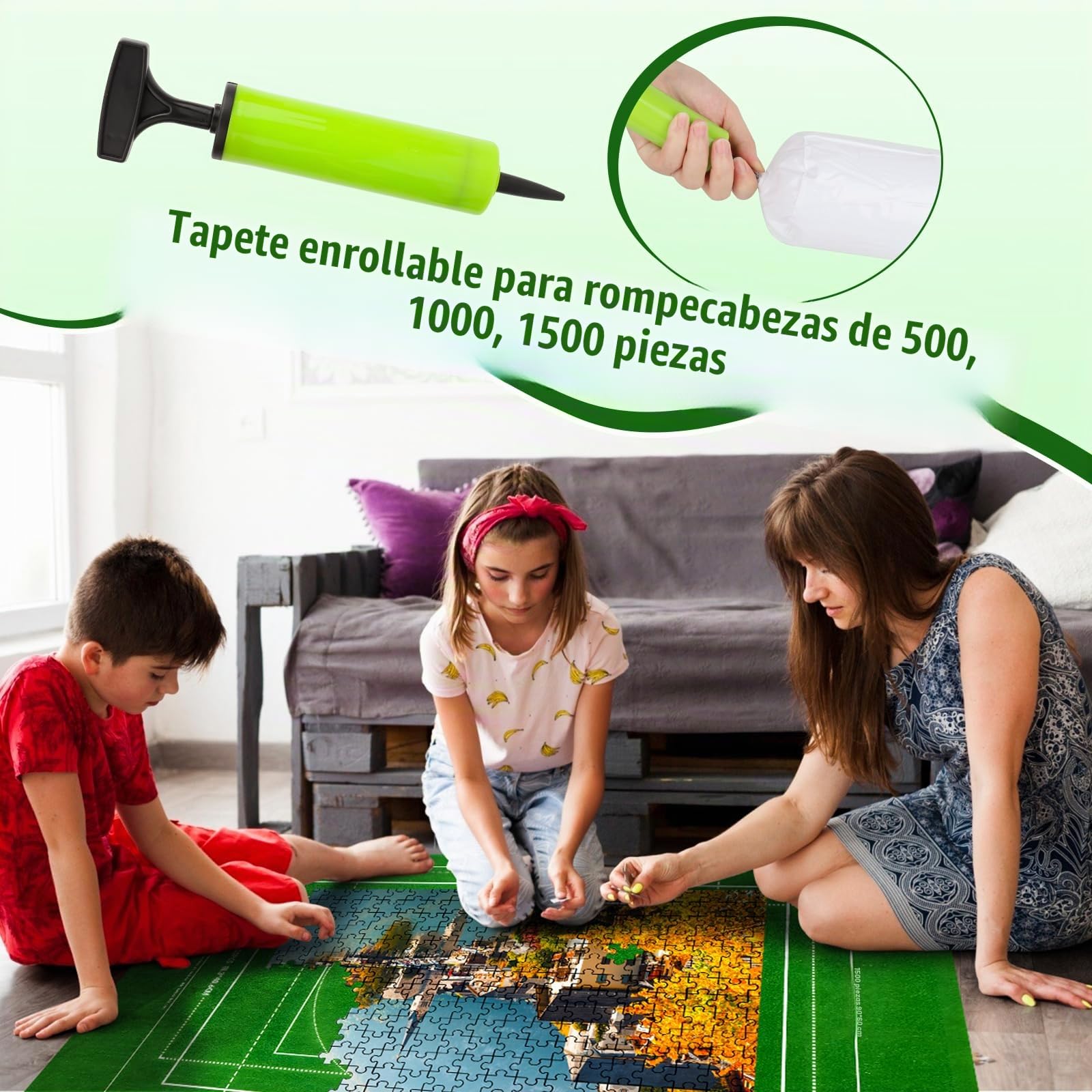 VFANDV Tapete Puzzle, Fieltro Tapete Puzzle para 500 1000 1500 Piezas Puzzle Mat Roll Jigsaw Puzzle Pad, Estera de Rompecabezas Portátil con 4 Puzzles Clasificadores, 66 x 116 cm