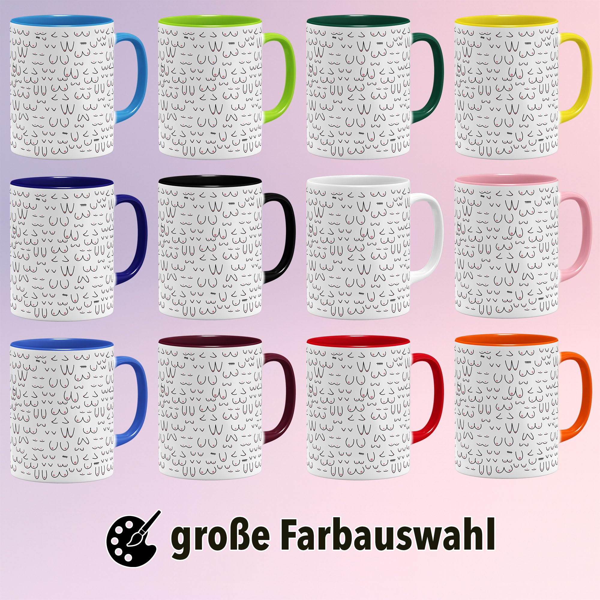 OM3 Tazza Glitterata Con Seni: Divertente E Originale – Ceramica 325 Ml (Blu Chiaro)