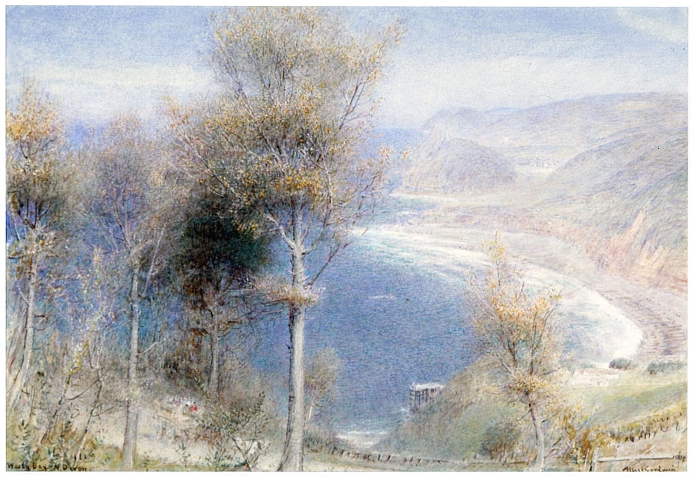 ZHAOSHAN Vintage Pictures Printed Graffiti Print Woody Bay by Albert Goodwin Portrait Canvas Image for Home Decor 60x90cm